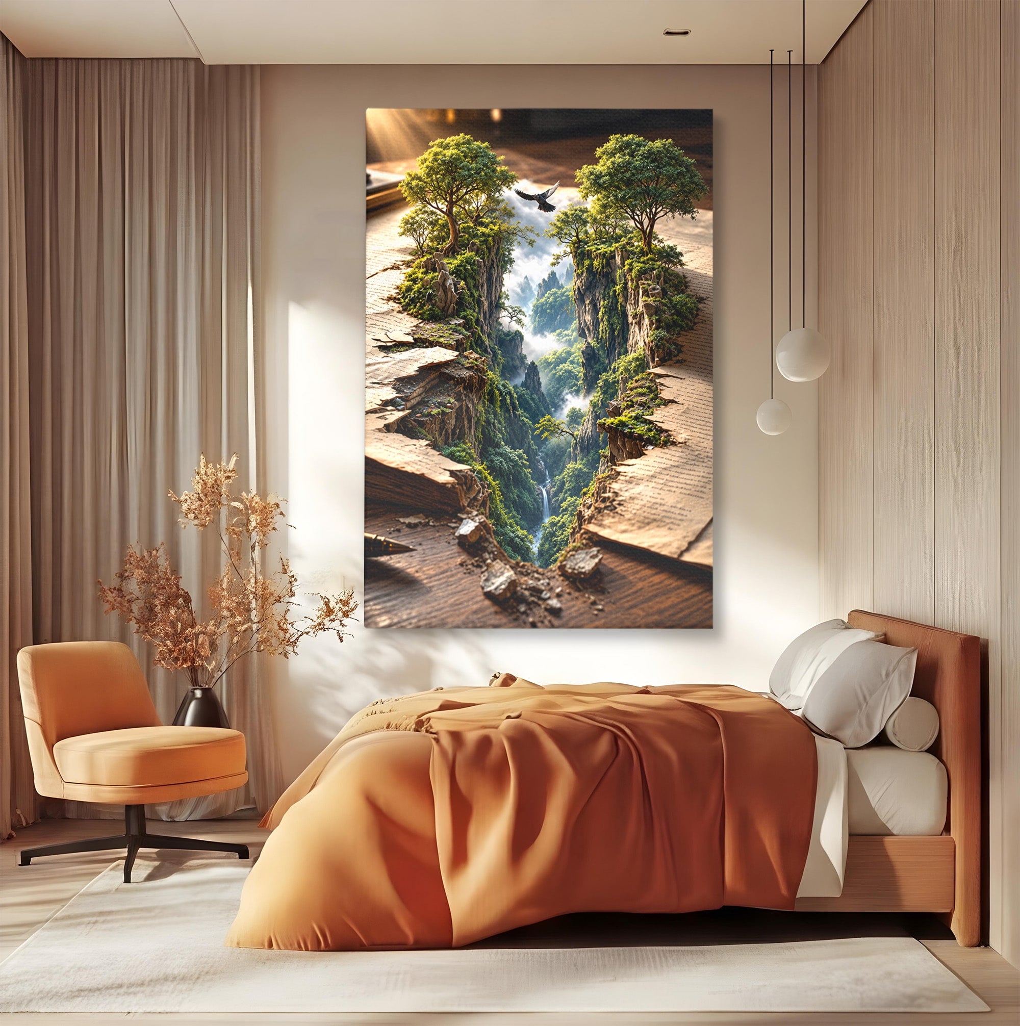 Tablou Canvas Premium LuxCanva® U1193, Lumea Din Carte, Peisaj, Fantezie, Carti, Natura, Living, Culori Vibrante