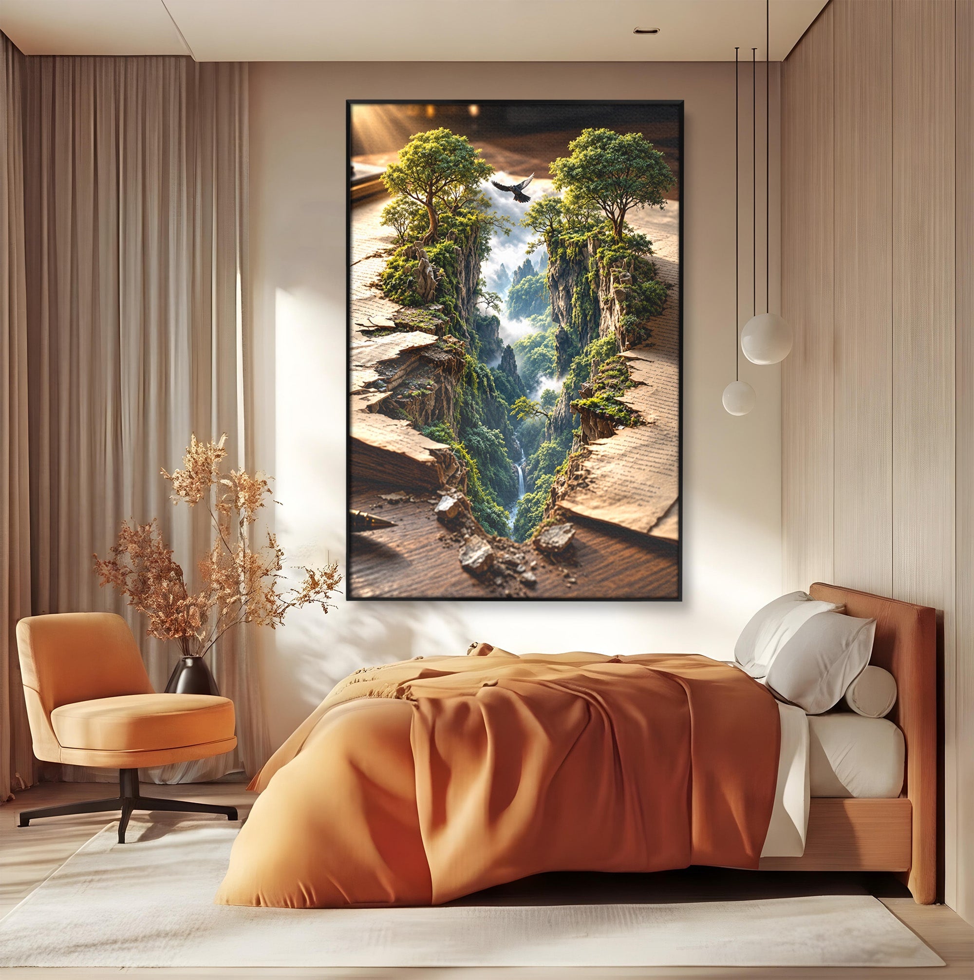 Tablou Canvas Premium LuxCanva® U1193, Lumea Din Carte, Peisaj, Fantezie, Carti, Natura, Living, Culori Vibrante