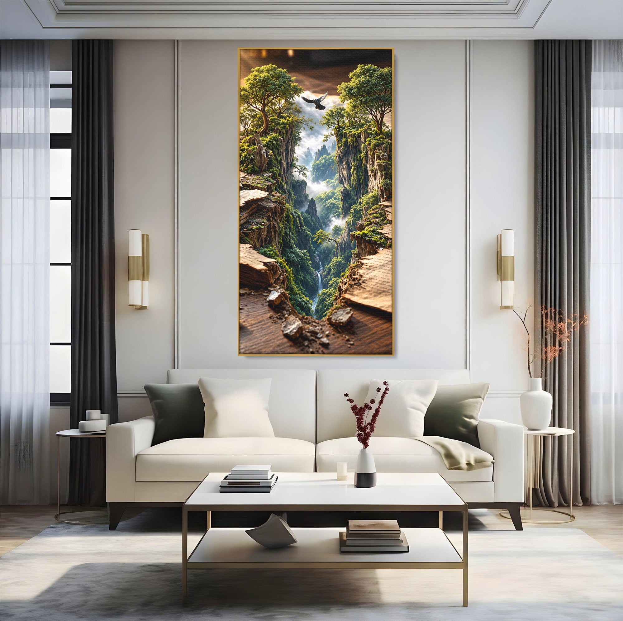 Tablou Canvas Premium LuxCanva® U1193, Lumea Din Carte, Peisaj, Fantezie, Carti, Natura, Living, Culori Vibrante