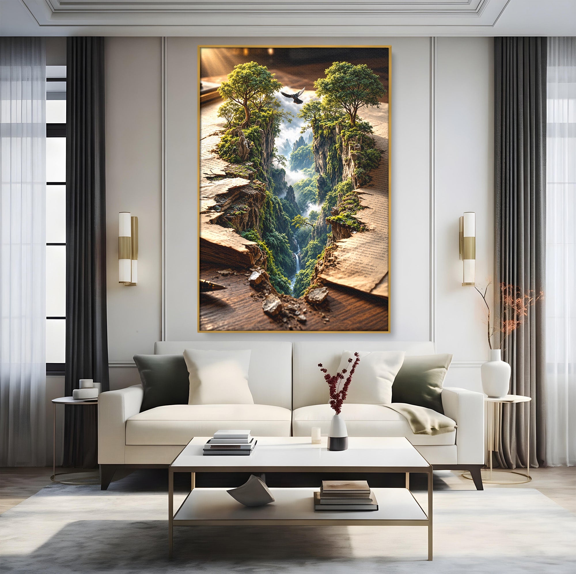 Tablou Canvas Premium LuxCanva® U1193, Lumea Din Carte, Peisaj, Fantezie, Carti, Natura, Living, Culori Vibrante