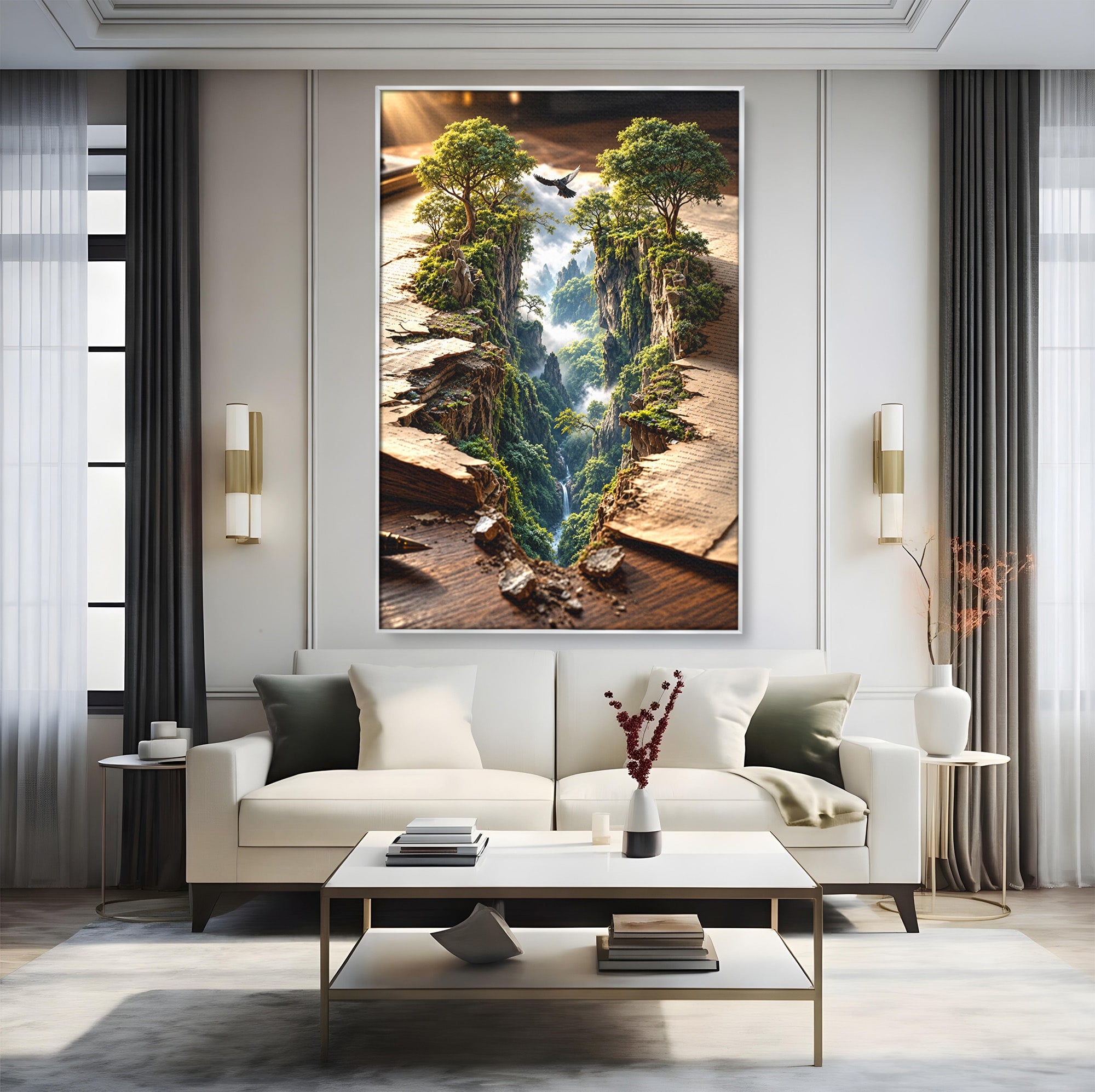 Tablou Canvas Premium LuxCanva® U1193, Lumea Din Carte, Peisaj, Fantezie, Carti, Natura, Living, Culori Vibrante