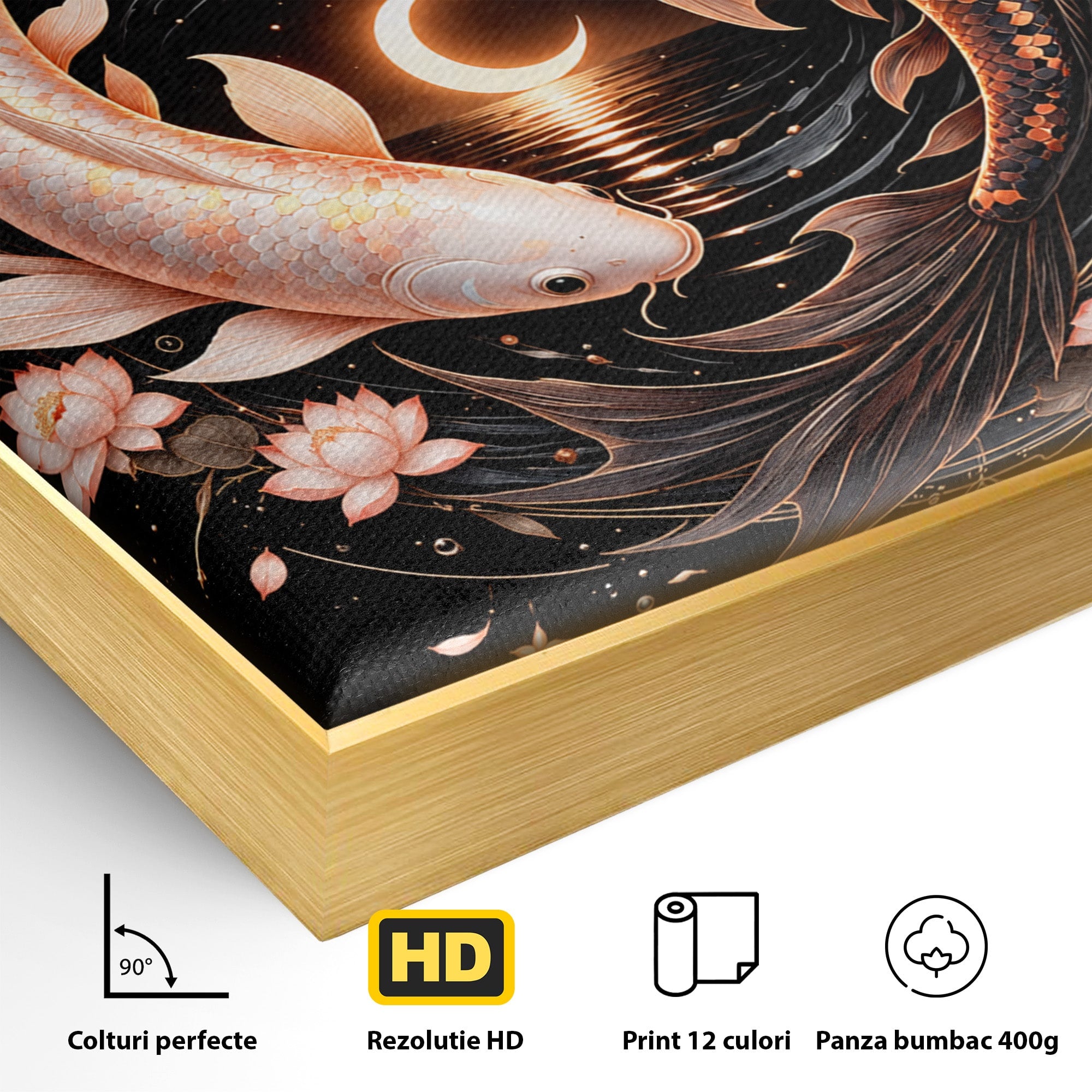 Tablou Canvas Premium LuxCanva® U1194, Pesti Yin Si Yang, Pesti, Natura, Dormitor, Armonie, Yin Yang, Culori Vibrante