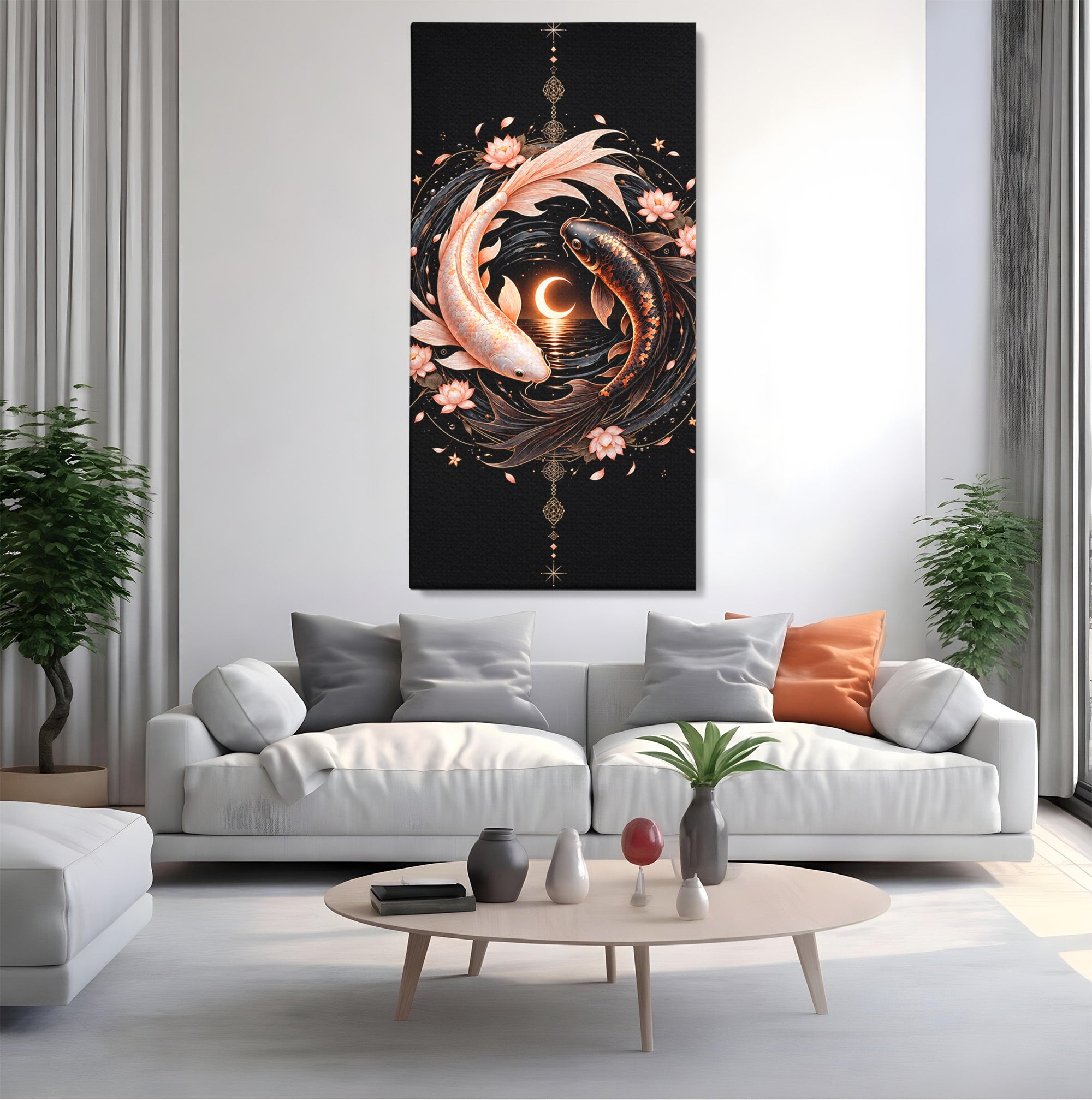 Tablou Canvas Premium LuxCanva® U1194, Pesti Yin Si Yang, Pesti, Natura, Dormitor, Armonie, Yin Yang, Culori Vibrante