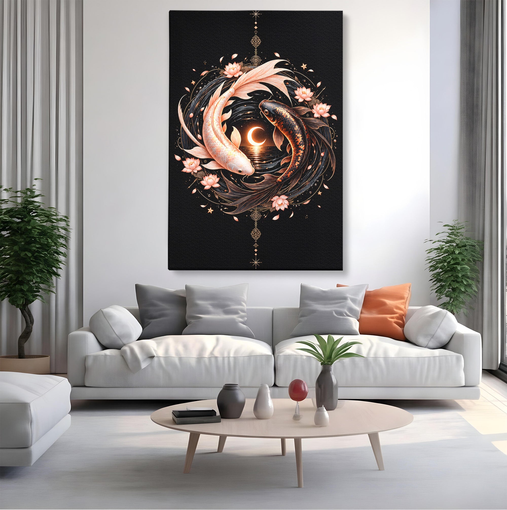 Tablou Canvas Premium LuxCanva® U1194, Pesti Yin Si Yang, Pesti, Natura, Dormitor, Armonie, Yin Yang, Culori Vibrante