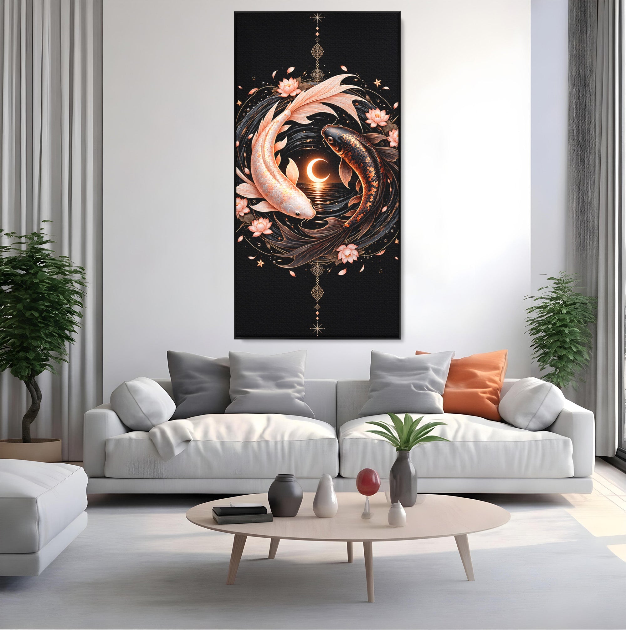 Tablou Canvas Premium LuxCanva® U1194, Pesti Yin Si Yang, Pesti, Natura, Dormitor, Armonie, Yin Yang, Culori Vibrante