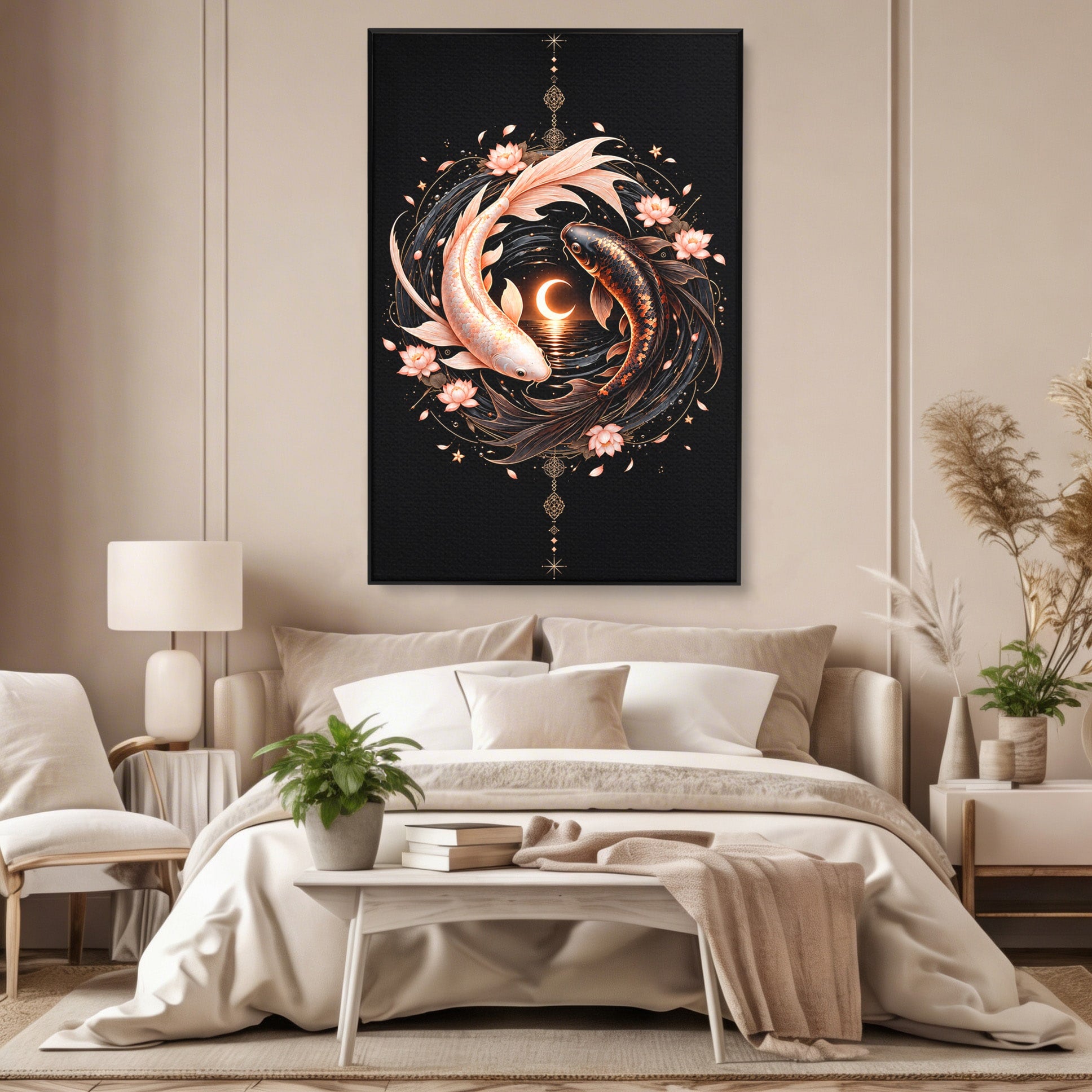 Tablou Canvas Premium LuxCanva® U1194, Pesti Yin Si Yang, Pesti, Natura, Dormitor, Armonie, Yin Yang, Culori Vibrante
