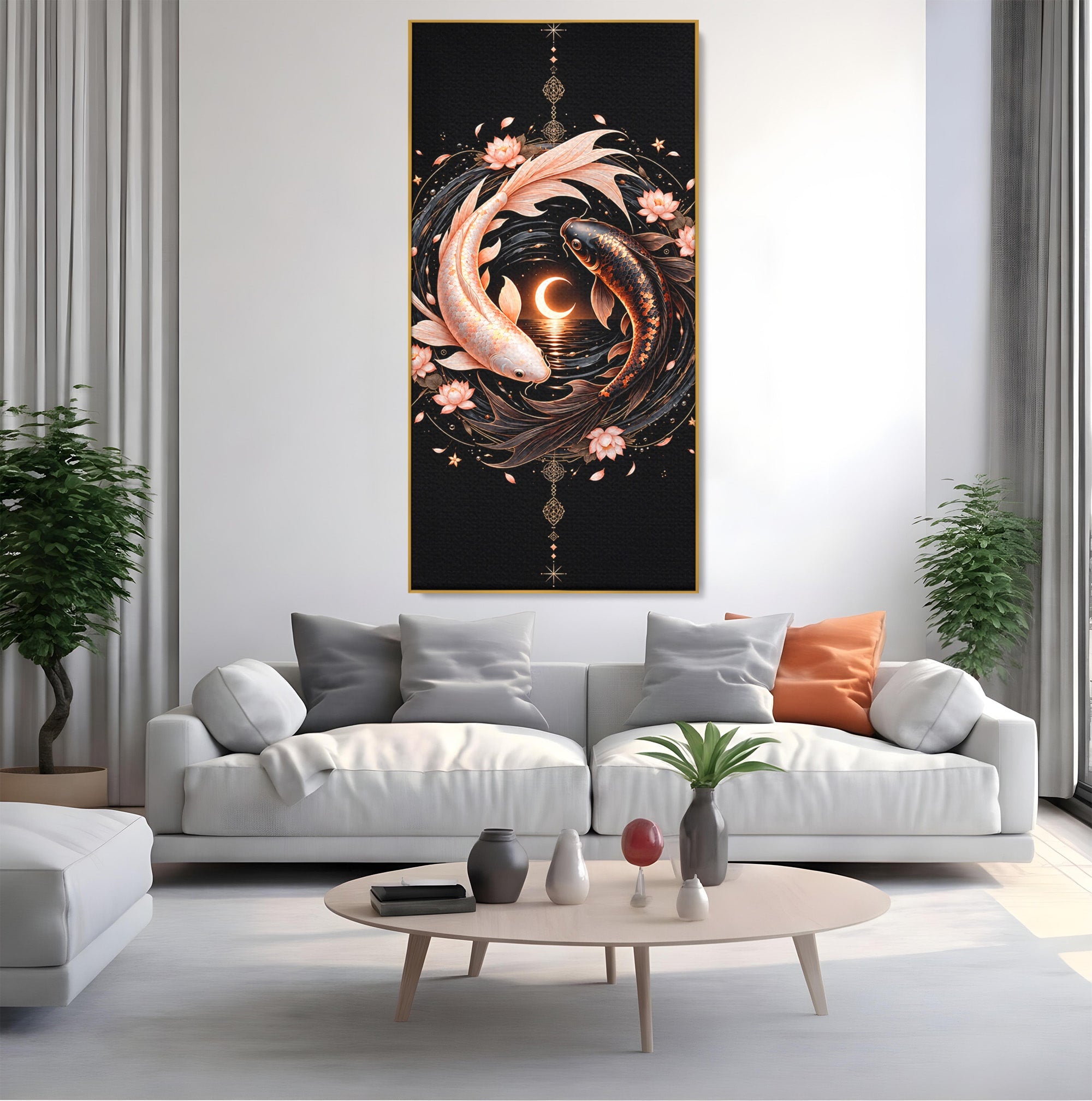 Tablou Canvas Premium LuxCanva® U1194, Pesti Yin Si Yang, Pesti, Natura, Dormitor, Armonie, Yin Yang, Culori Vibrante