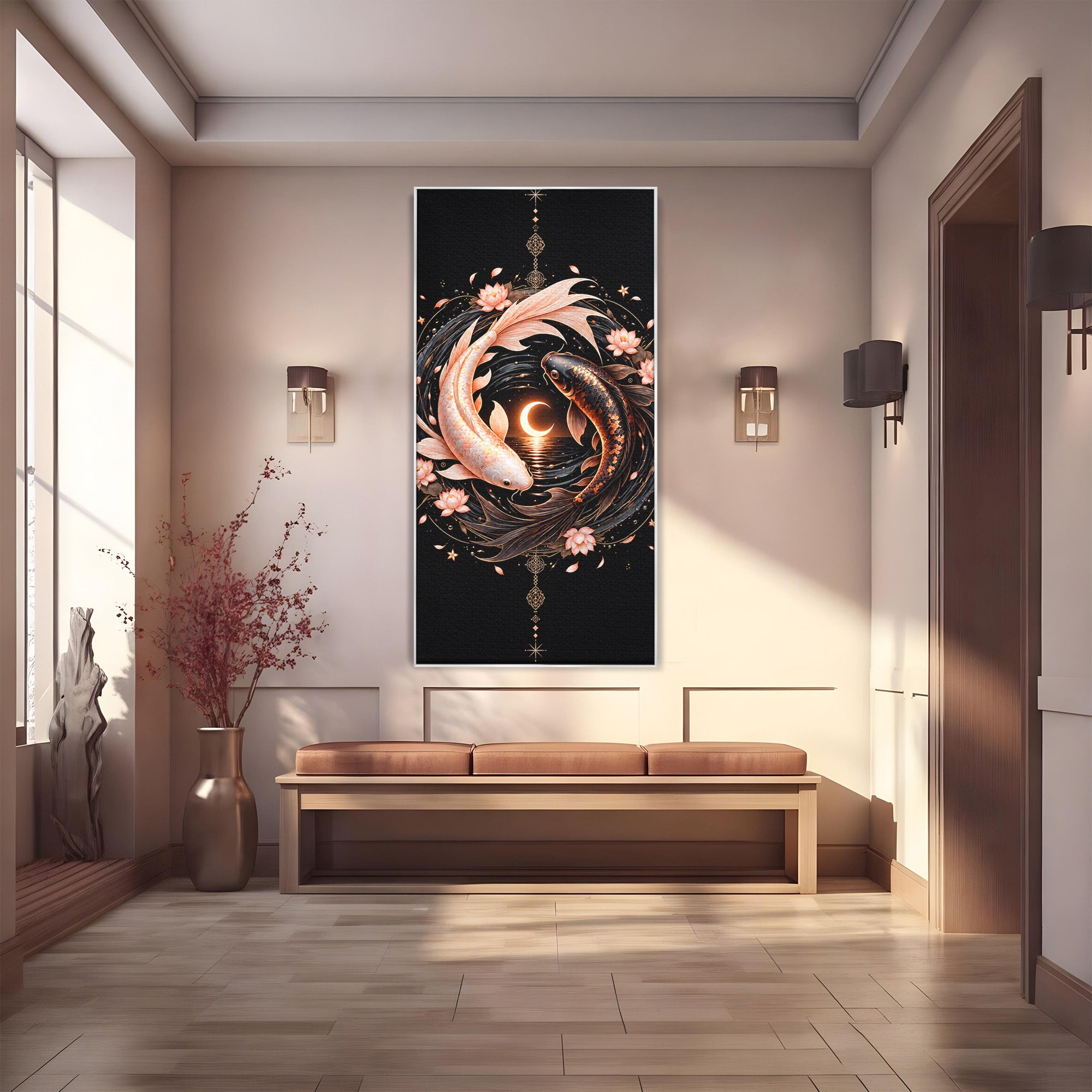 Tablou Canvas Premium LuxCanva® U1194, Pesti Yin Si Yang, Pesti, Natura, Dormitor, Armonie, Yin Yang, Culori Vibrante