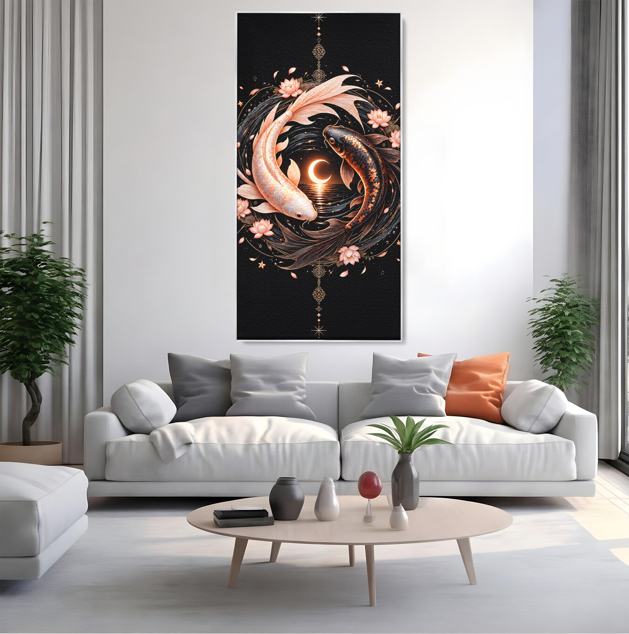 Tablou Canvas Premium LuxCanva® U1194, Pesti Yin Si Yang, Pesti, Natura, Dormitor, Armonie, Yin Yang, Culori Vibrante