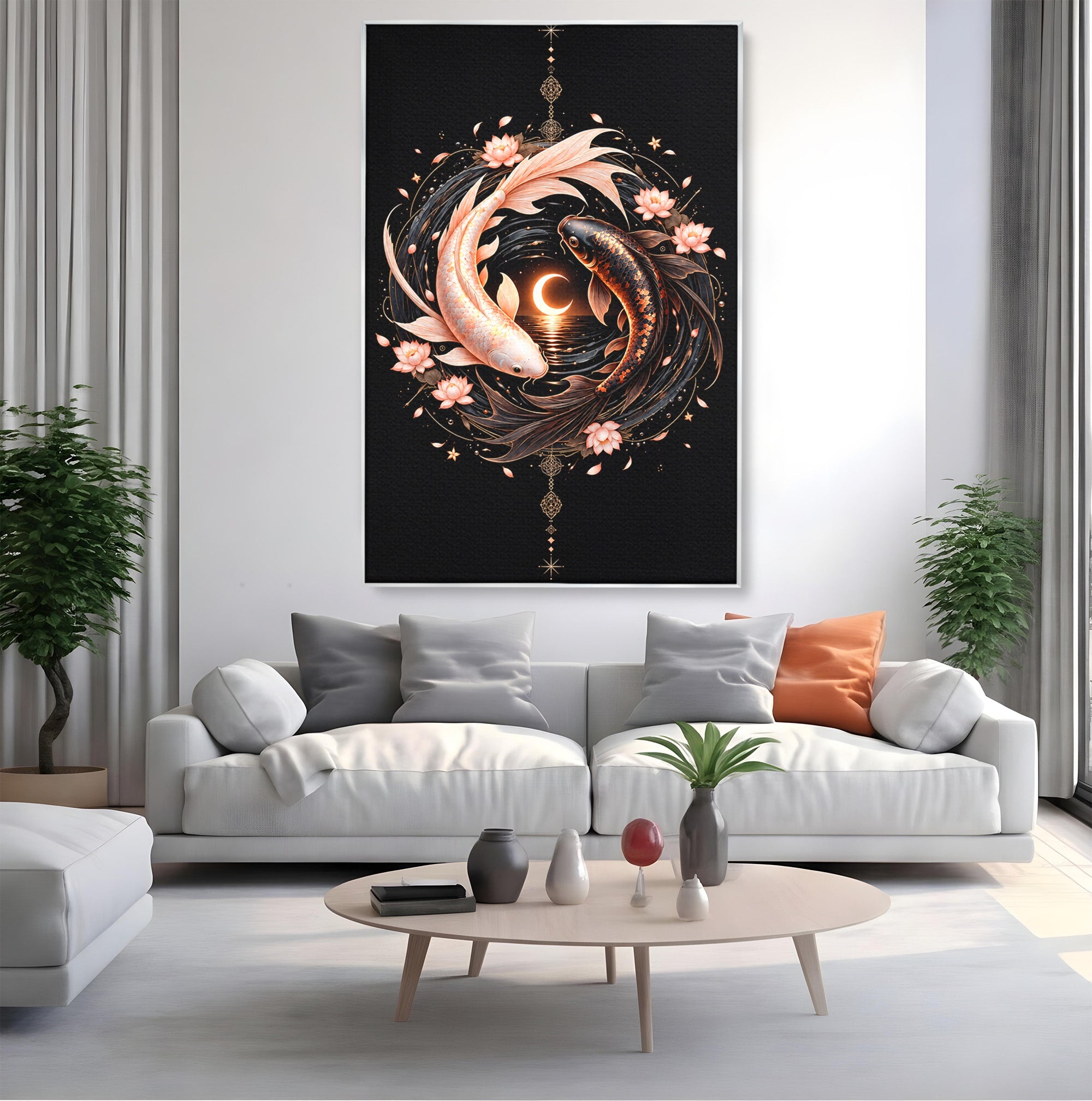 Tablou Canvas Premium LuxCanva® U1194, Pesti Yin Si Yang, Pesti, Natura, Dormitor, Armonie, Yin Yang, Culori Vibrante