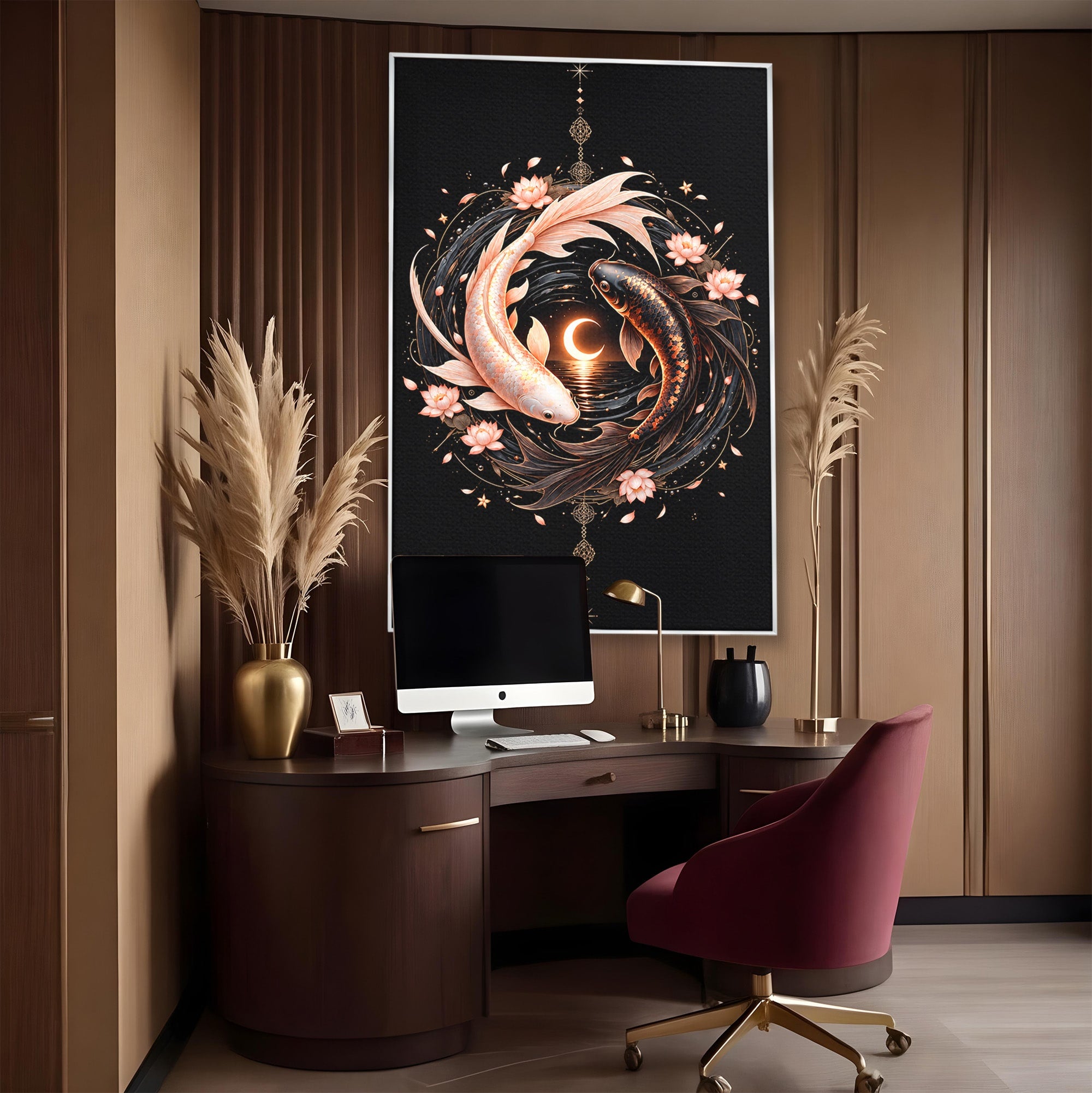 Tablou Canvas Premium LuxCanva® U1194, Pesti Yin Si Yang, Pesti, Natura, Dormitor, Armonie, Yin Yang, Culori Vibrante