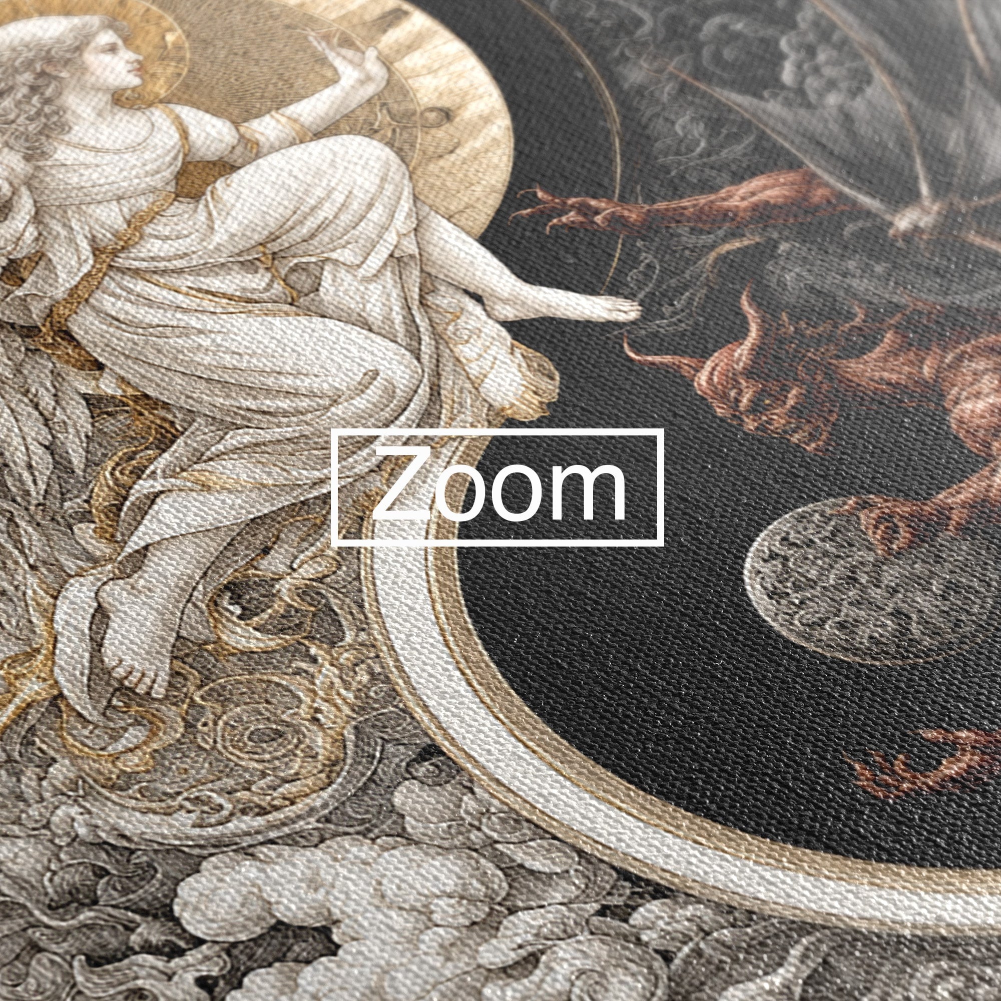 Tablou Canvas Premium LuxCanva® U1195, Armonie Celesta, Inger, Demon, Yin Yang, Simbolism, Dormitor, Culori Vibrante