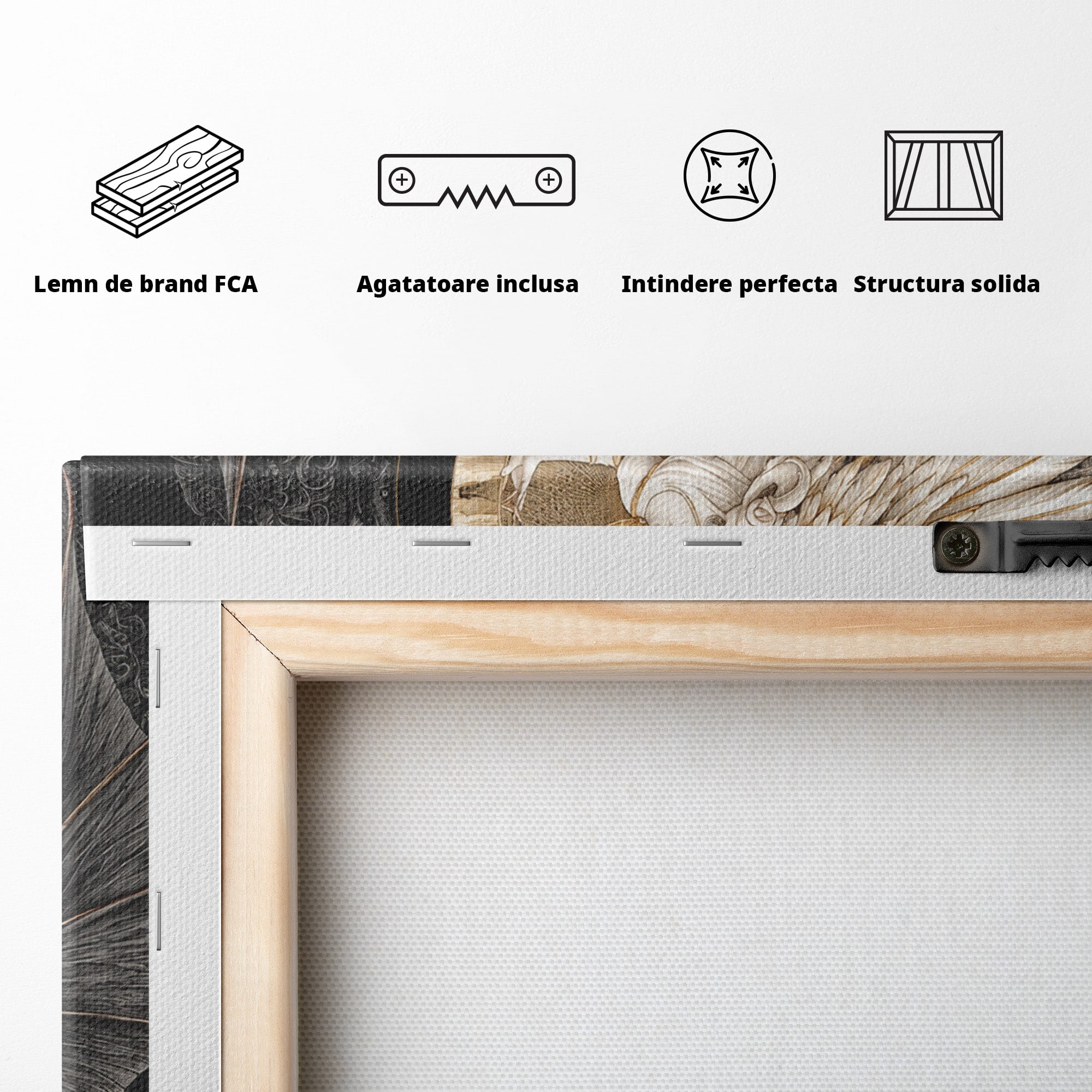 Tablou Canvas Premium LuxCanva® U1195, Armonie Celesta, Inger, Demon, Yin Yang, Simbolism, Dormitor, Culori Vibrante