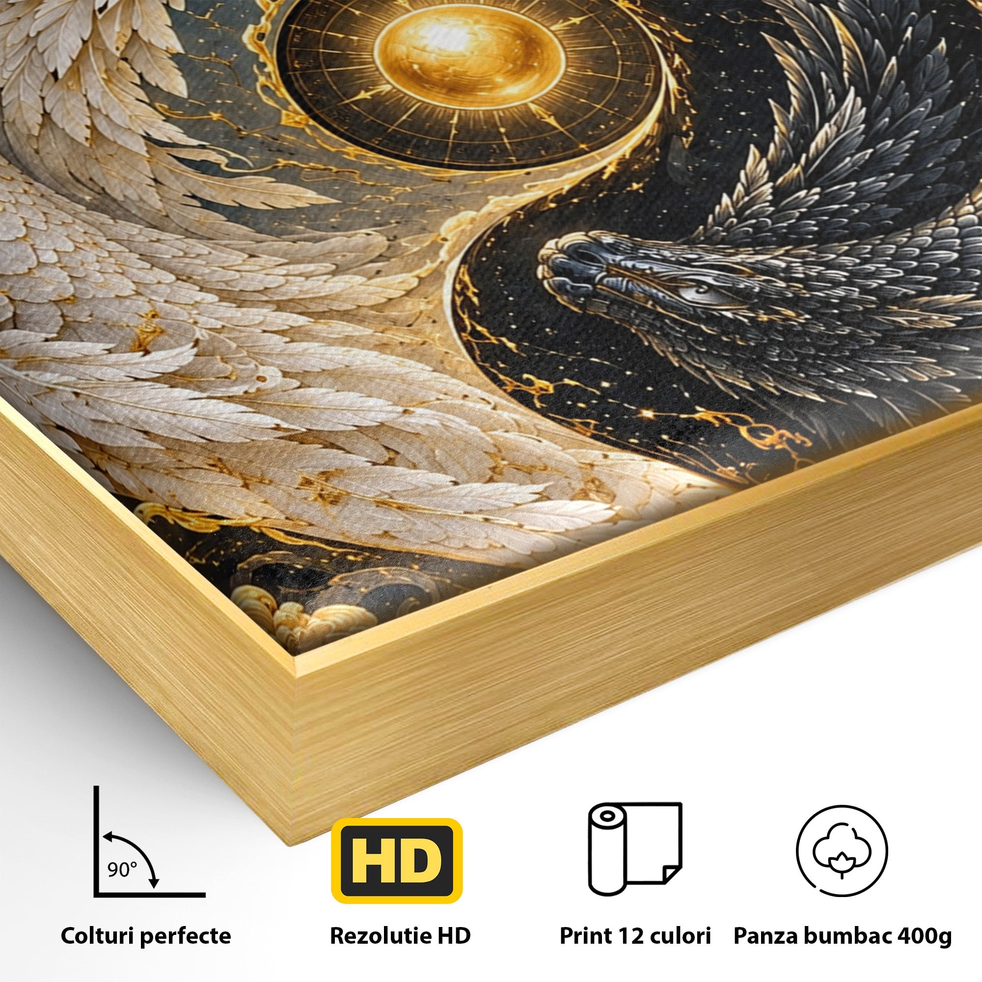 Tablou Canvas Premium LuxCanva® U1196, Dragonul Yin Si Yang, Mitologie, Echilibru, Fantezie, Dormitor, Dragon, Culori Vibrante