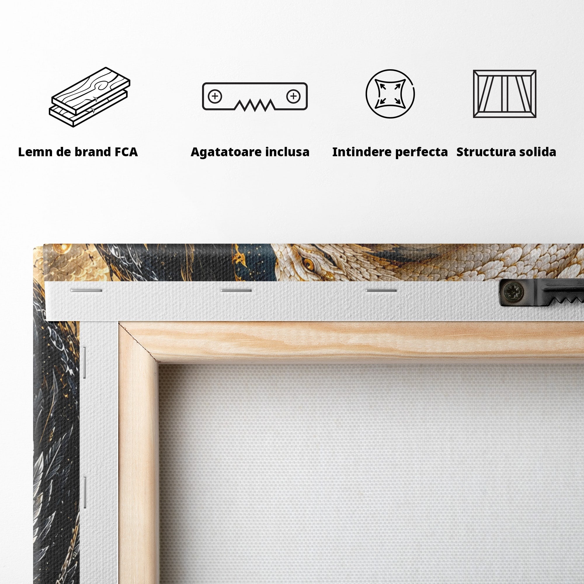 Tablou Canvas Premium LuxCanva® U1196, Dragonul Yin Si Yang, Mitologie, Echilibru, Fantezie, Dormitor, Dragon, Culori Vibrante
