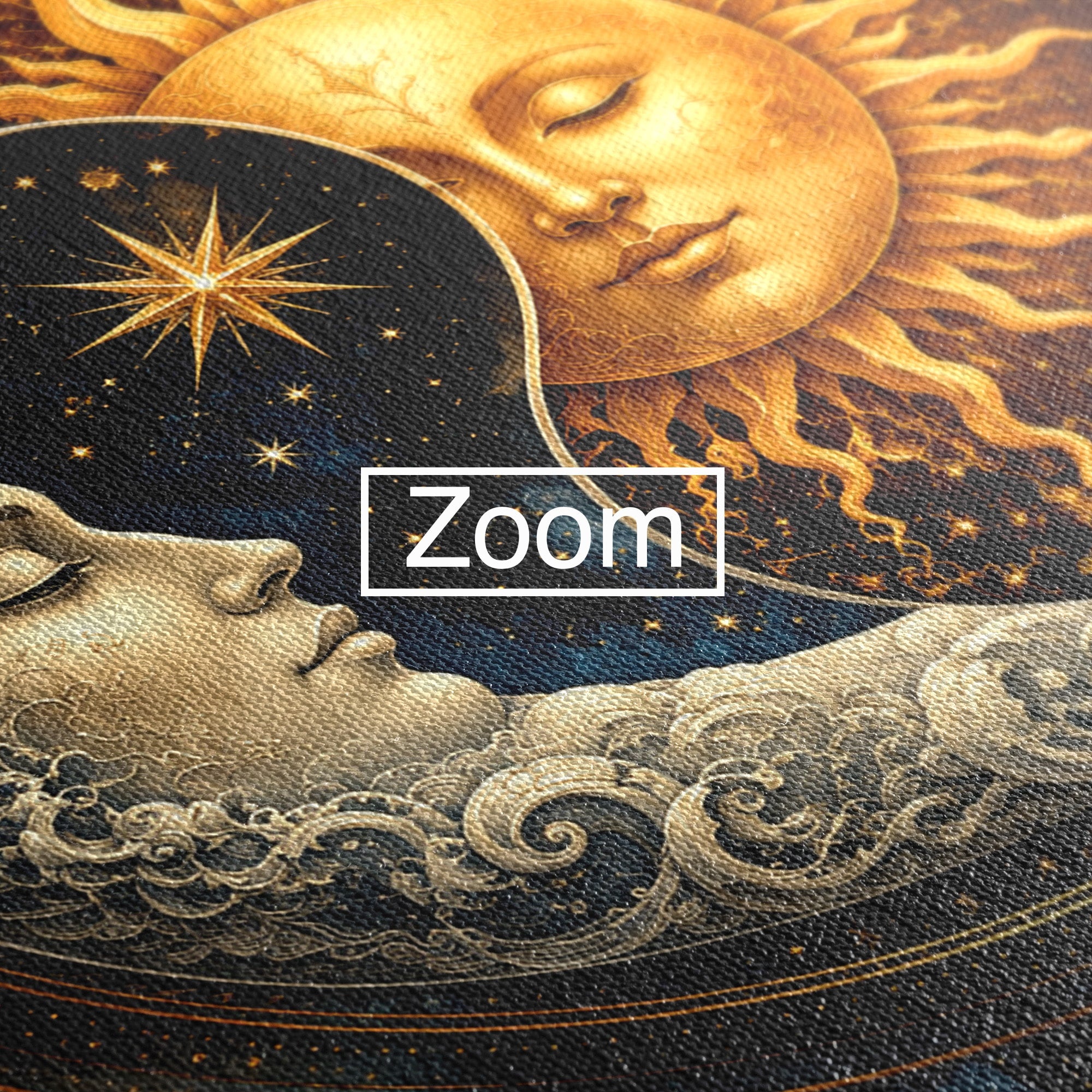Tablou Canvas Premium LuxCanva® U1197, Dansul Astral, Soare, Luna, Cosmos, Astrologie, Dormitor, Living, Culori Vibrante
