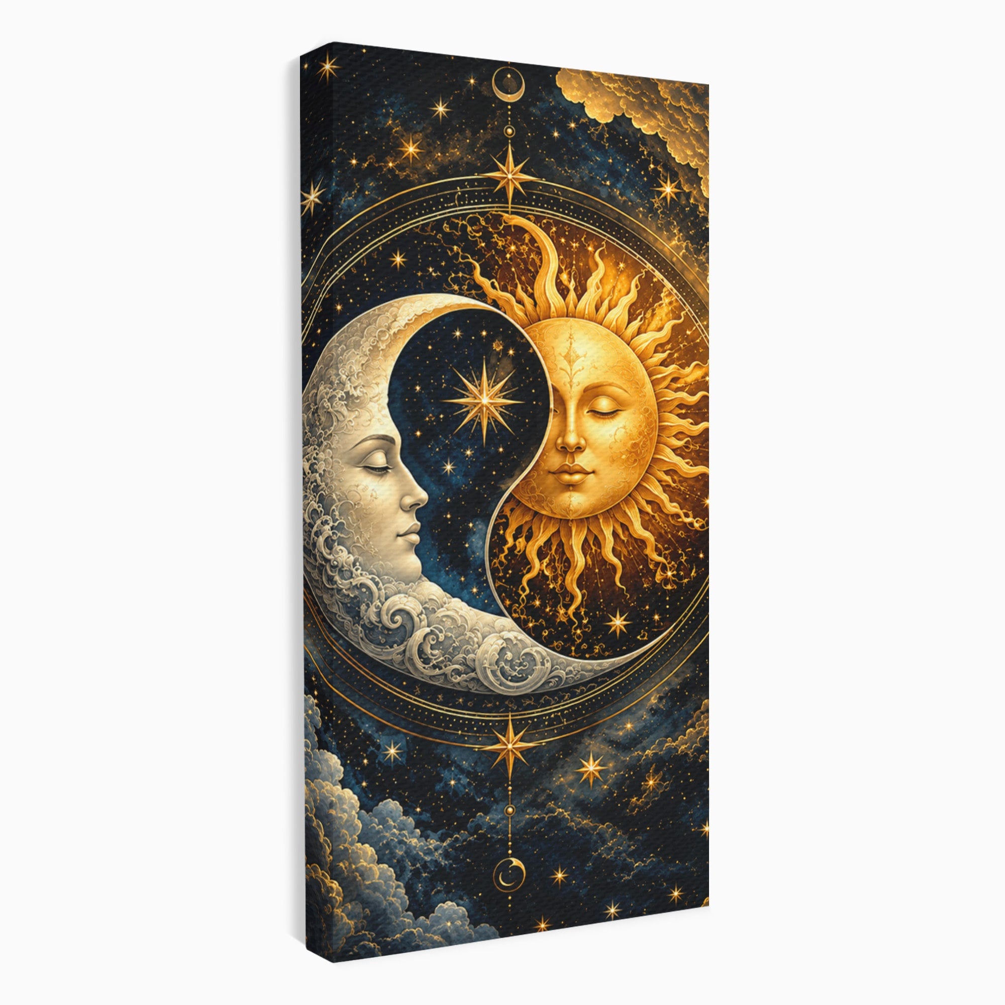 Tablou Canvas Premium LuxCanva® U1197, Dansul Astral, Soare, Luna, Cosmos, Astrologie, Dormitor, Living, Culori Vibrante