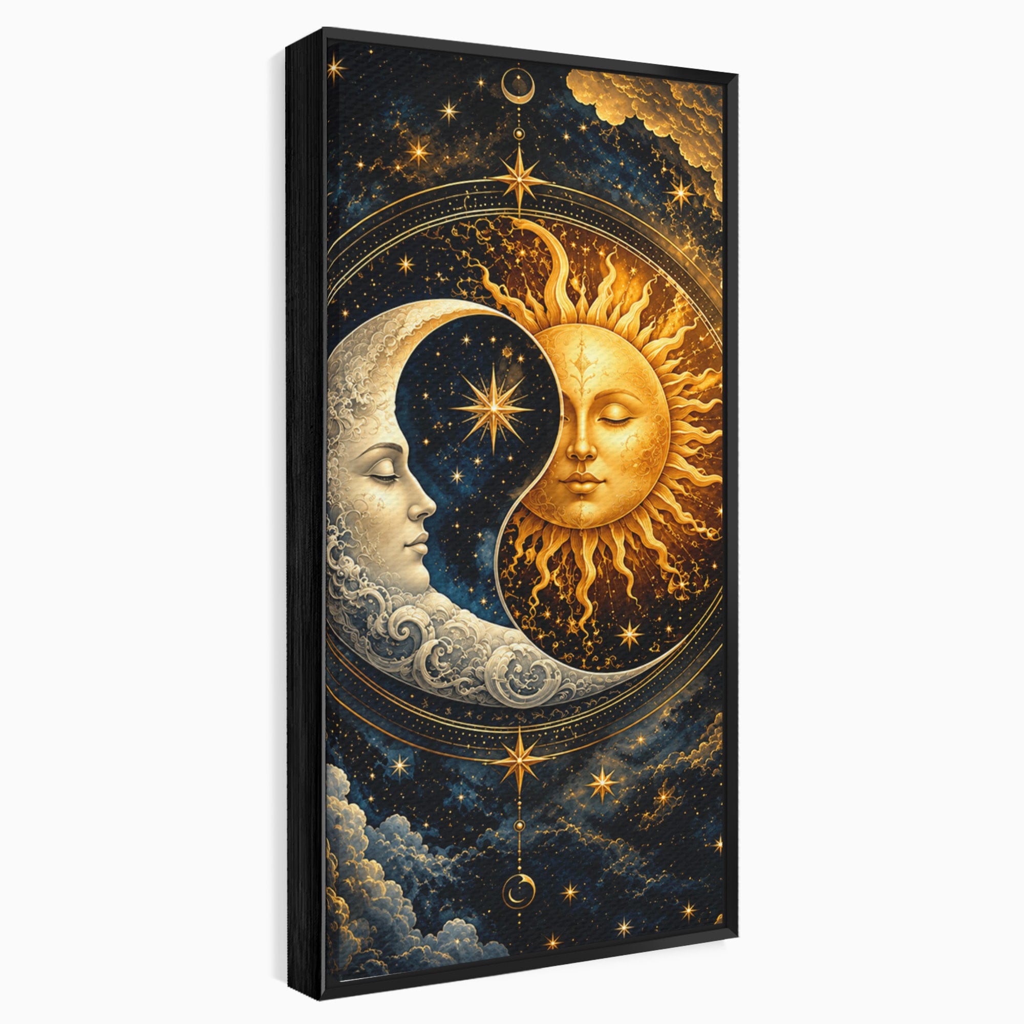 Tablou Canvas Premium LuxCanva® U1197, Dansul Astral, Soare, Luna, Cosmos, Astrologie, Dormitor, Living, Culori Vibrante