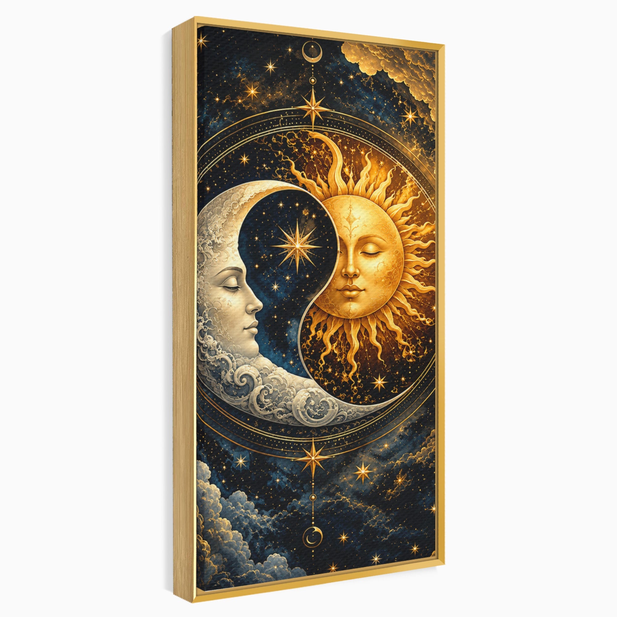 Tablou Canvas Premium LuxCanva® U1197, Dansul Astral, Soare, Luna, Cosmos, Astrologie, Dormitor, Living, Culori Vibrante