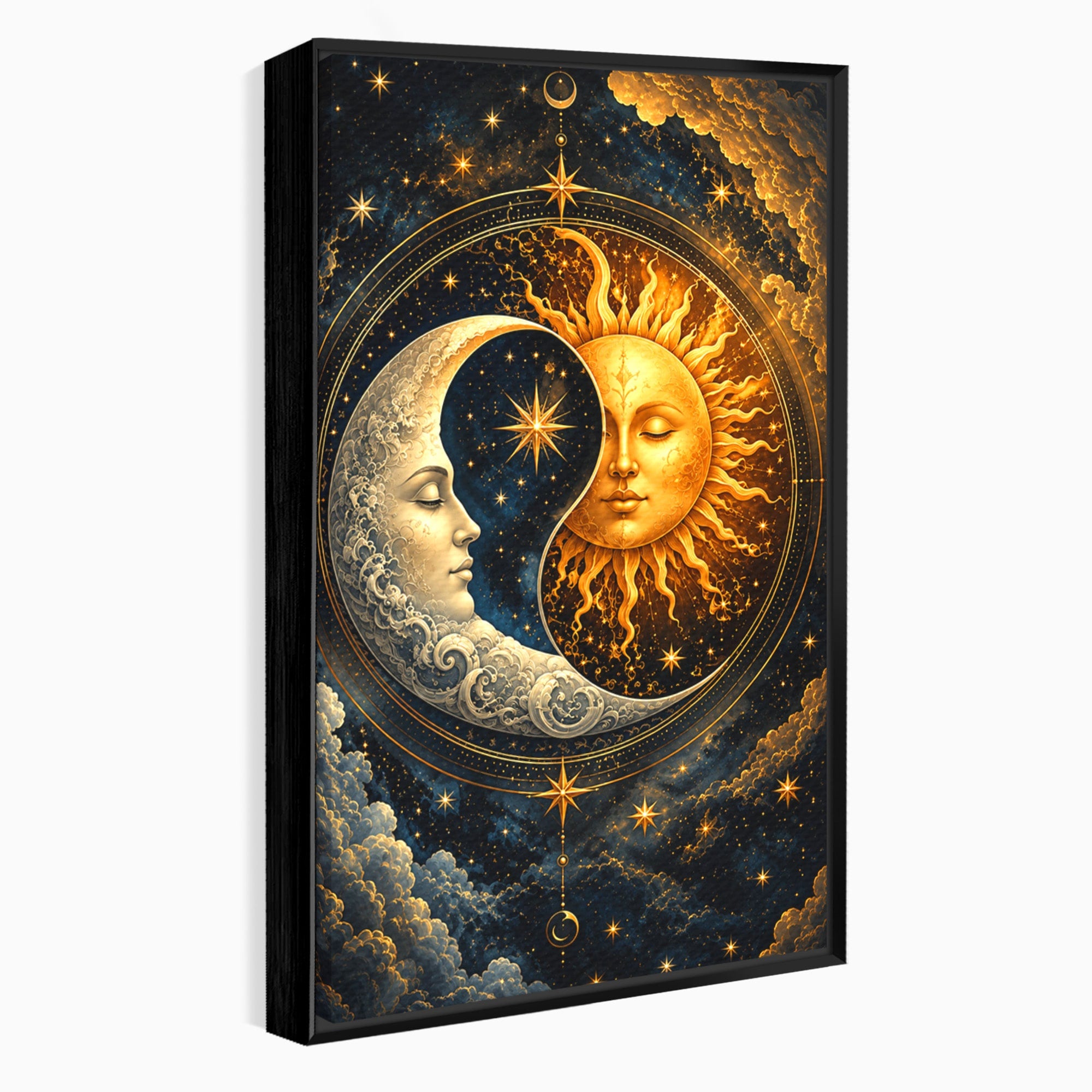 Tablou Canvas Premium LuxCanva® U1197, Dansul Astral, Soare, Luna, Cosmos, Astrologie, Dormitor, Living, Culori Vibrante