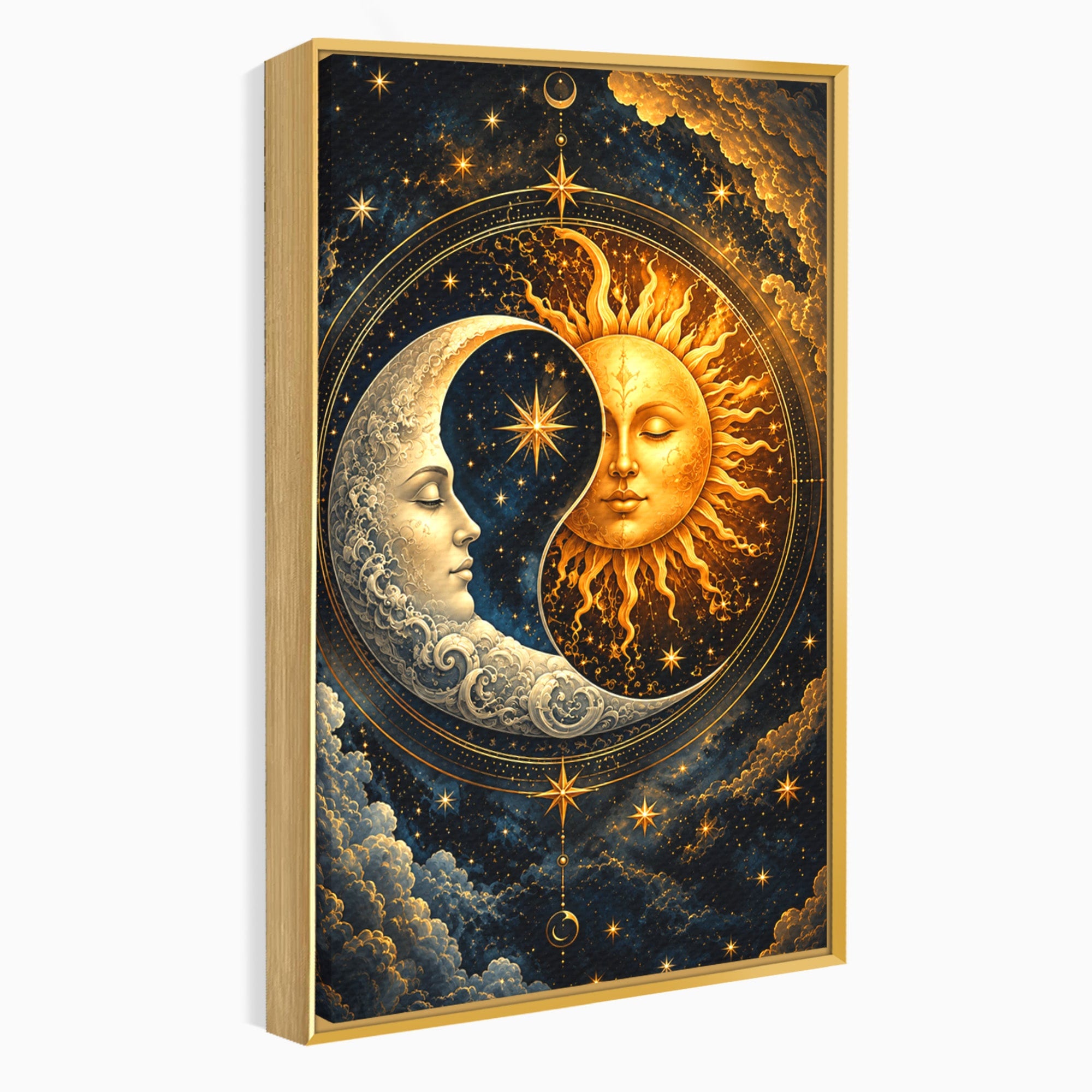 Tablou Canvas Premium LuxCanva® U1197, Dansul Astral, Soare, Luna, Cosmos, Astrologie, Dormitor, Living, Culori Vibrante