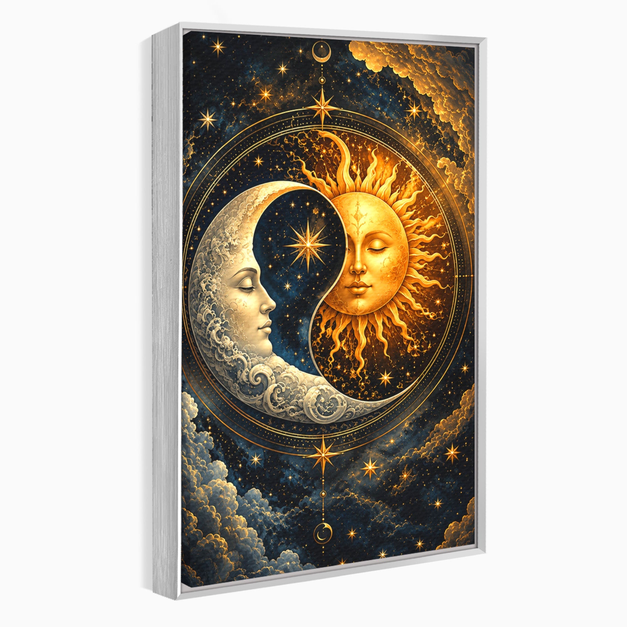 Tablou Canvas Premium LuxCanva® U1197, Dansul Astral, Soare, Luna, Cosmos, Astrologie, Dormitor, Living, Culori Vibrante