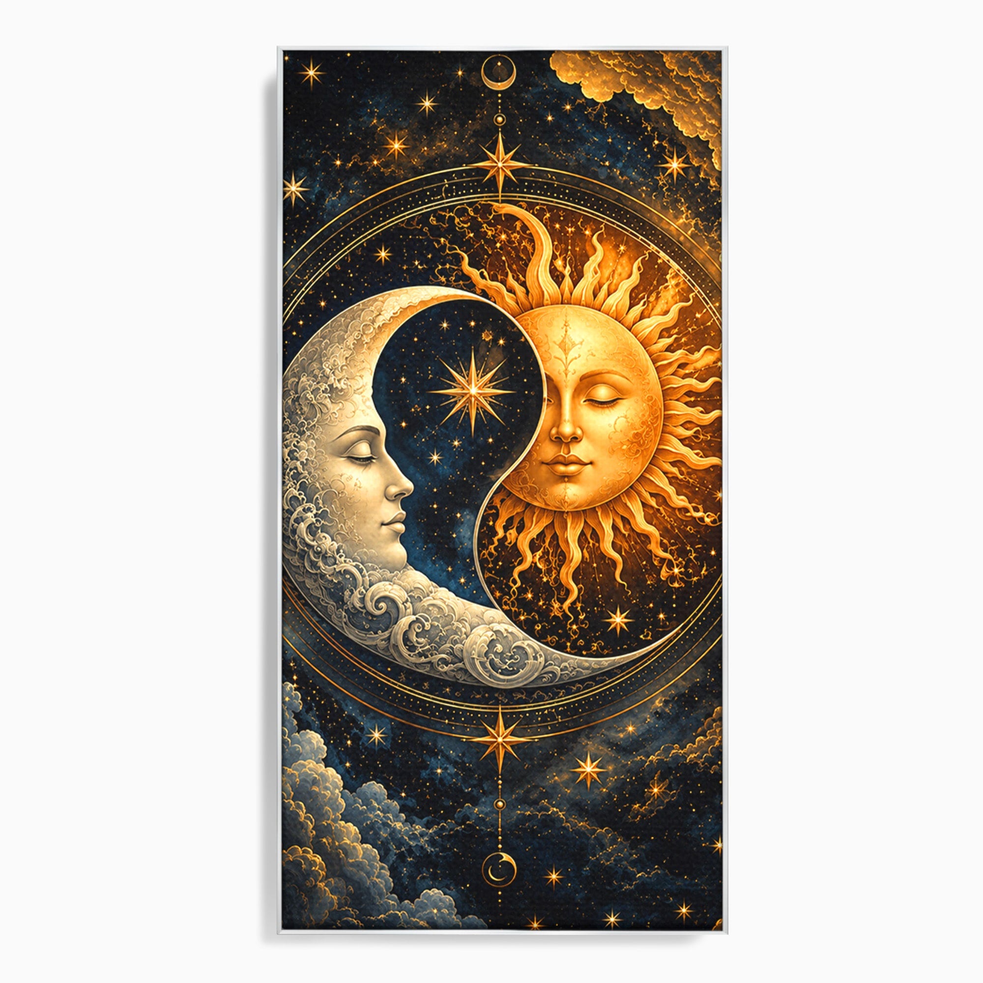 Tablou Canvas Premium LuxCanva® U1197, Dansul Astral, Soare, Luna, Cosmos, Astrologie, Dormitor, Living, Culori Vibrante