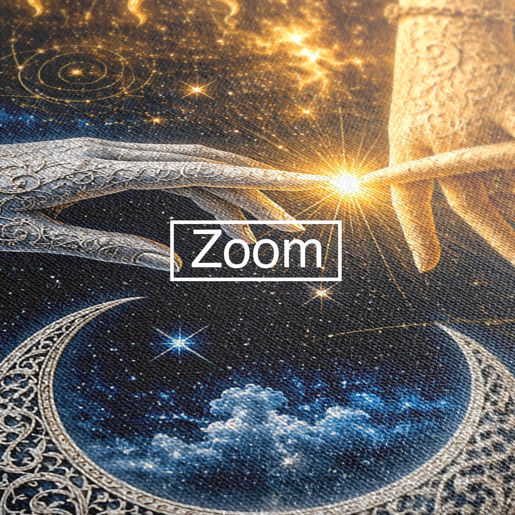 Tablou Canvas Premium LuxCanva® U1198, Atingerea Cosmica, Soare, Luna, Mistic, Univers, Dormitor, Living, Culori Vibrante