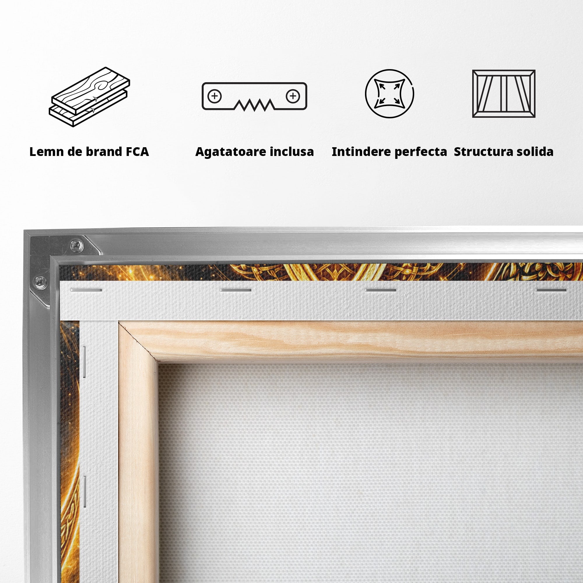 Tablou Canvas Premium LuxCanva® U1199, Luna Aurie Celtica, Auriu, Mistic, Luna, Celtic, Dormitor, Culori Vibrante