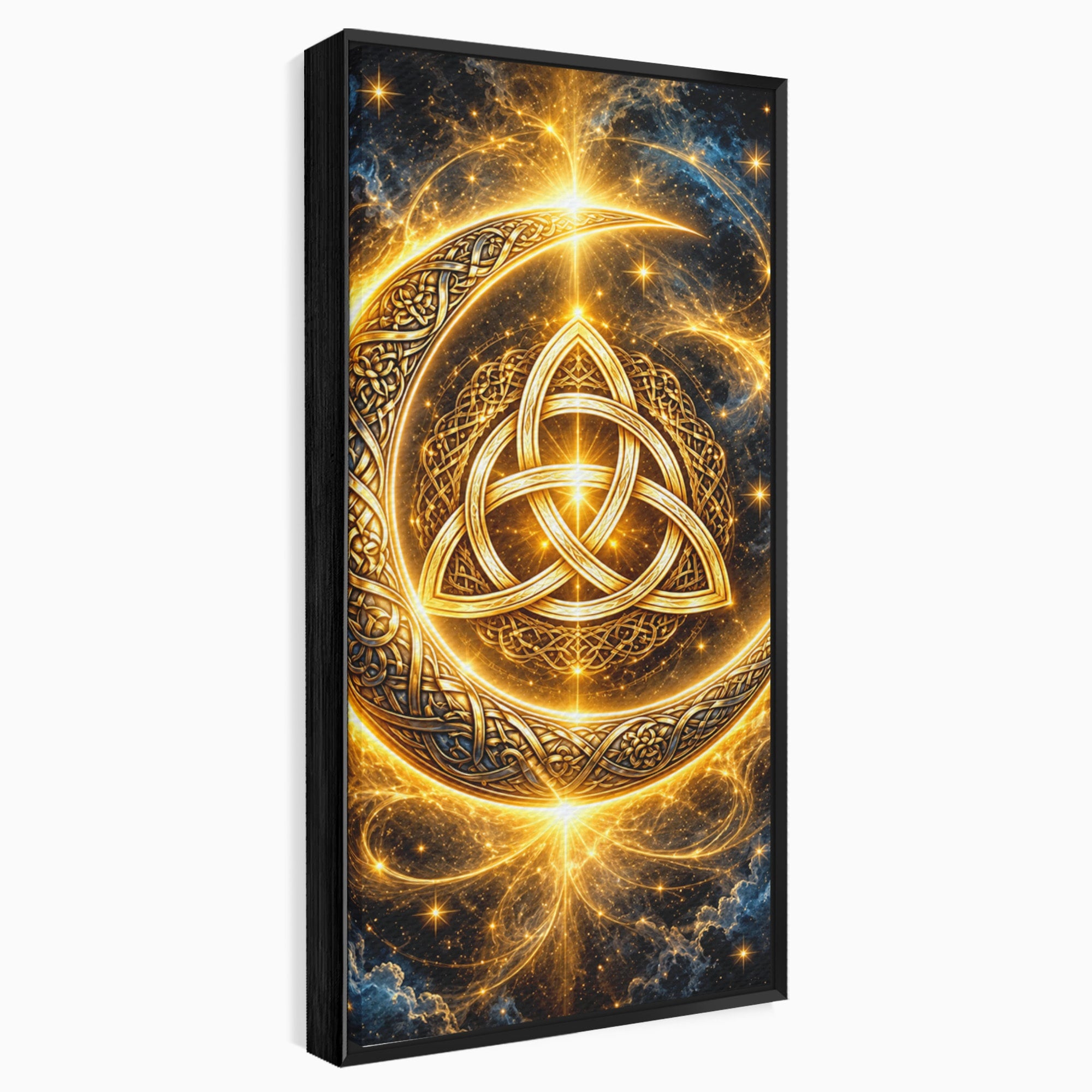 Tablou Canvas Premium LuxCanva® U1199, Luna Aurie Celtica, Auriu, Mistic, Luna, Celtic, Dormitor, Culori Vibrante