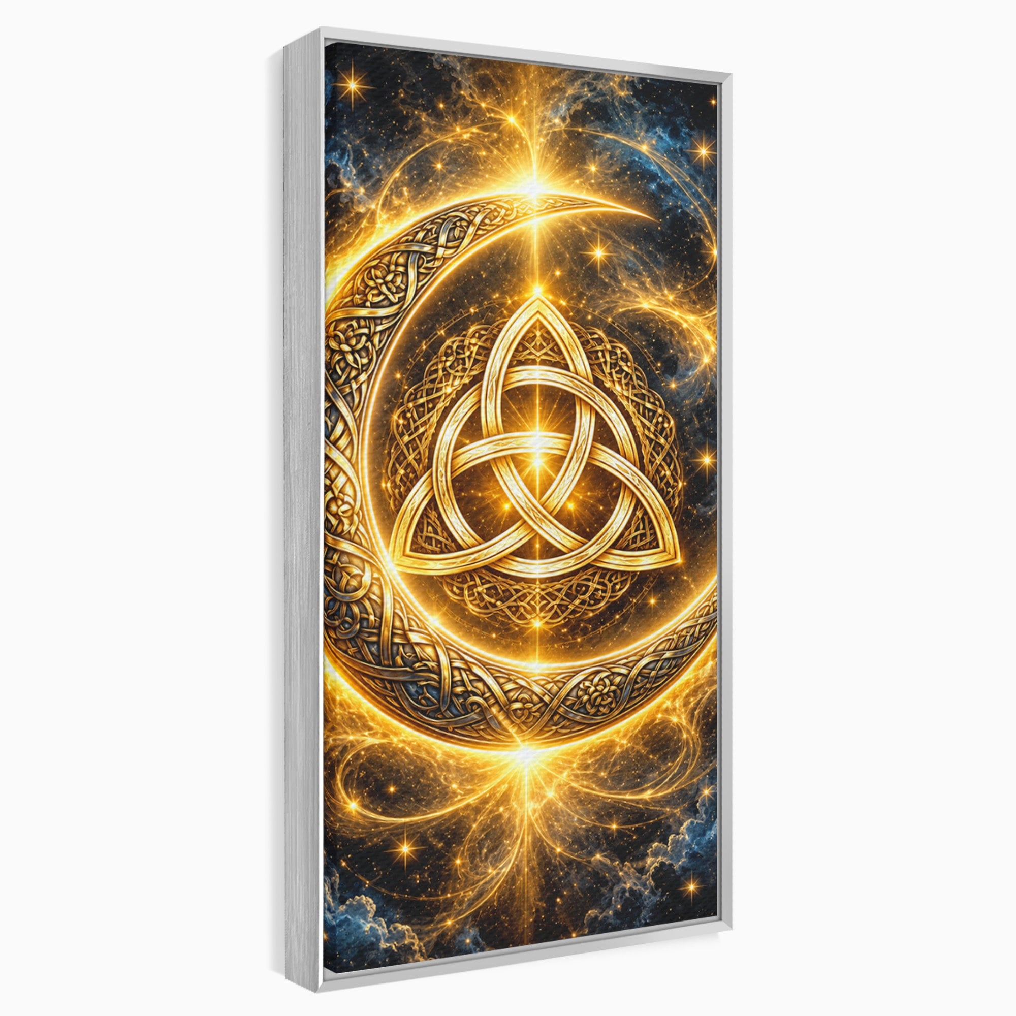Tablou Canvas Premium LuxCanva® U1199, Luna Aurie Celtica, Auriu, Mistic, Luna, Celtic, Dormitor, Culori Vibrante