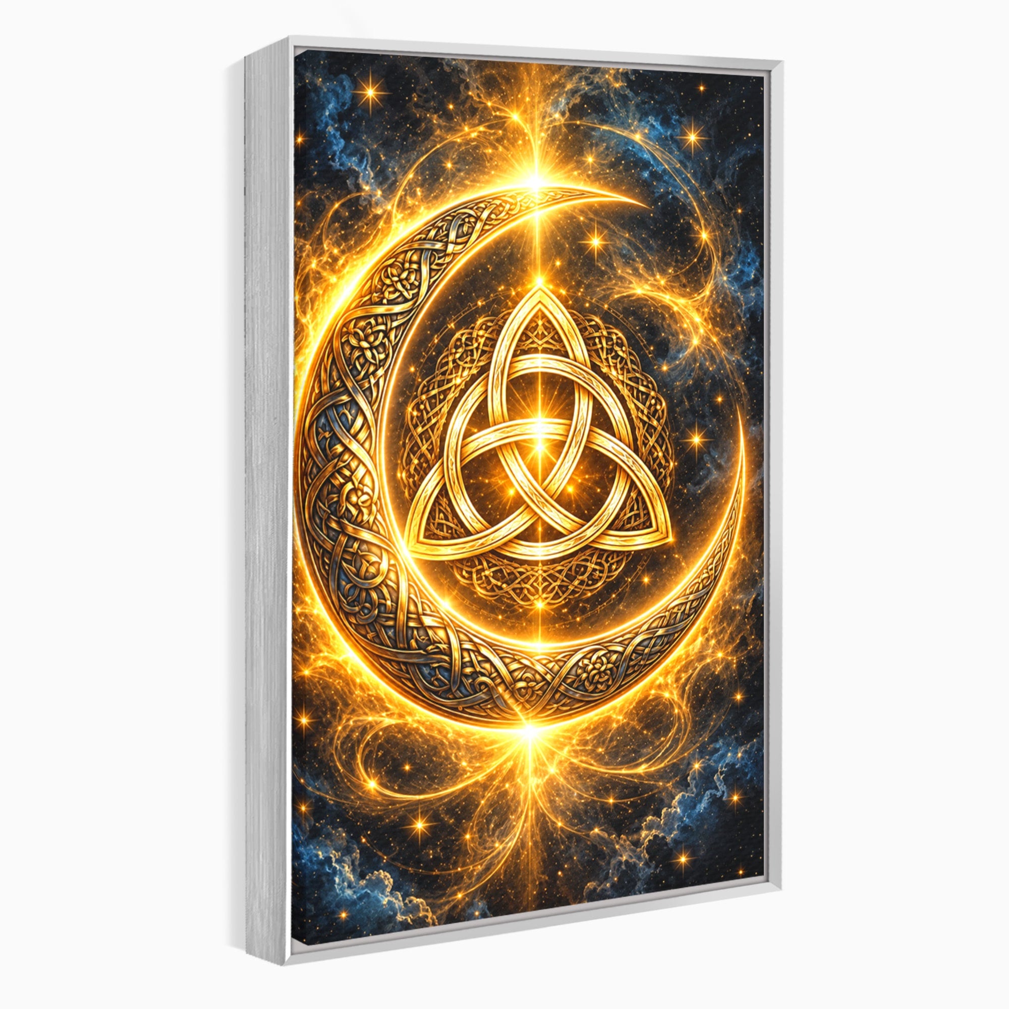 Tablou Canvas Premium LuxCanva® U1199, Luna Aurie Celtica, Auriu, Mistic, Luna, Celtic, Dormitor, Culori Vibrante