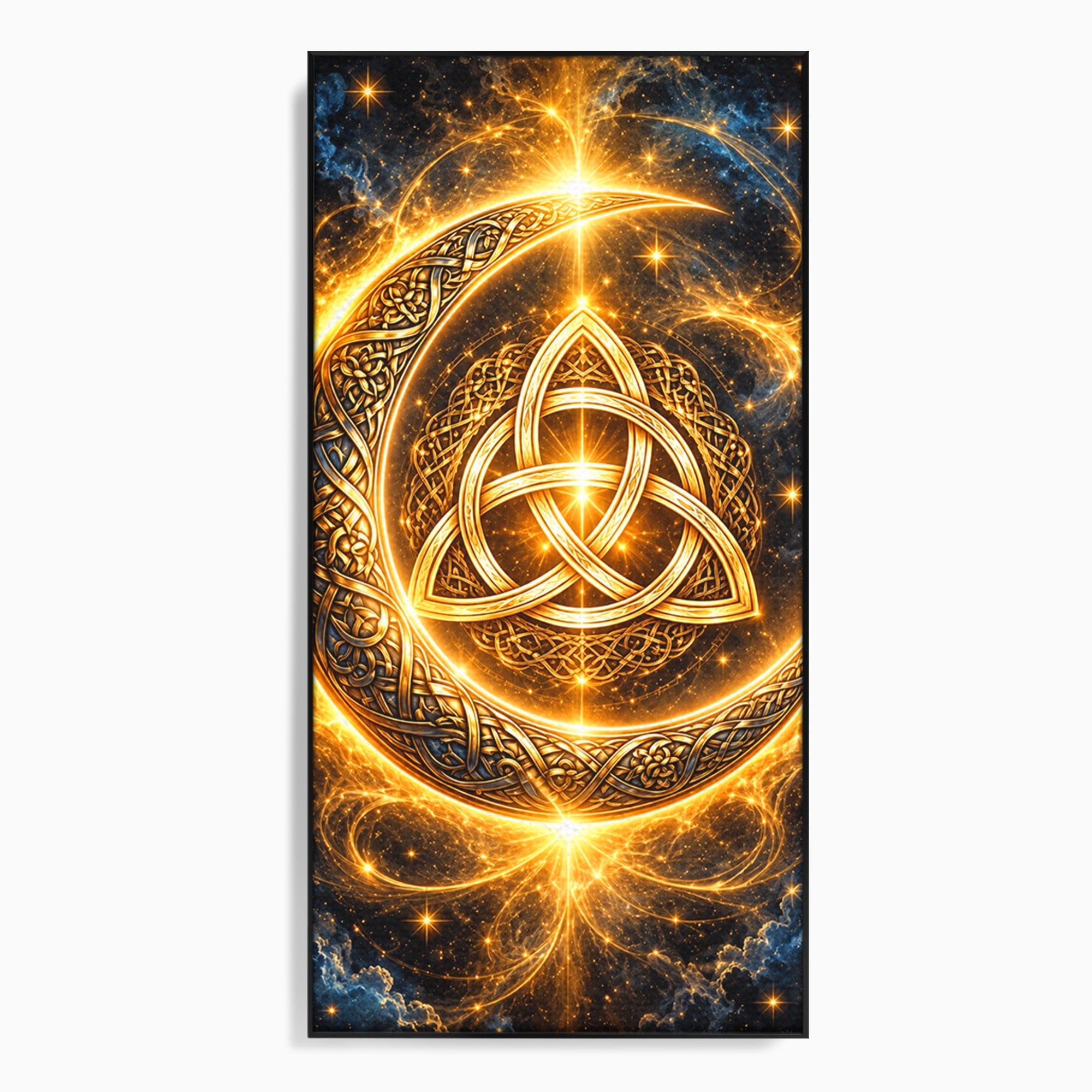 Tablou Canvas Premium LuxCanva® U1199, Luna Aurie Celtica, Auriu, Mistic, Luna, Celtic, Dormitor, Culori Vibrante