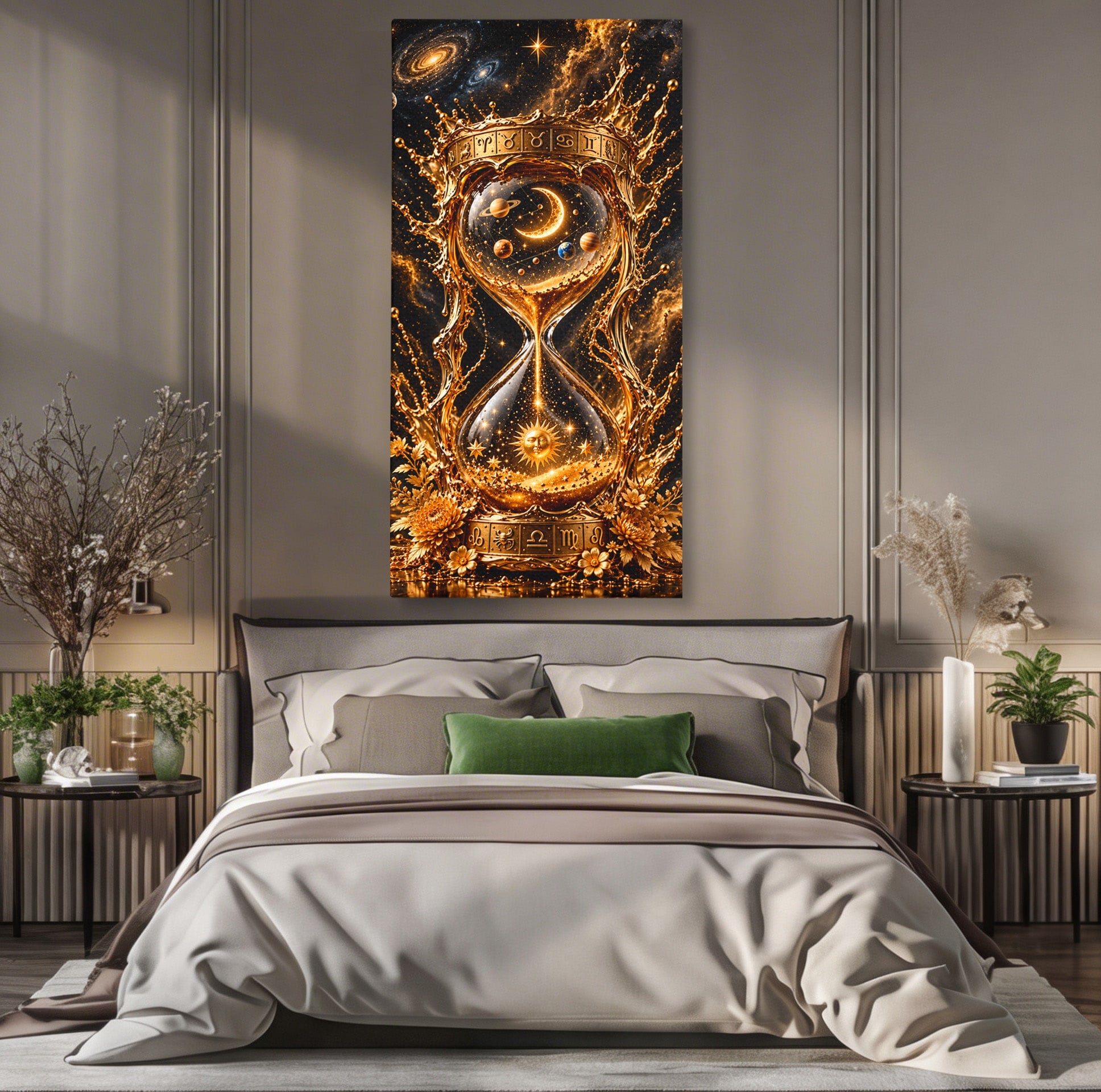 Tablou Canvas Premium LuxCanva® U1200, Clepsidra Cosmica, Univers, Timp, Cosmos, Clepsidra, Dormitor, Living, Culori Vibrante