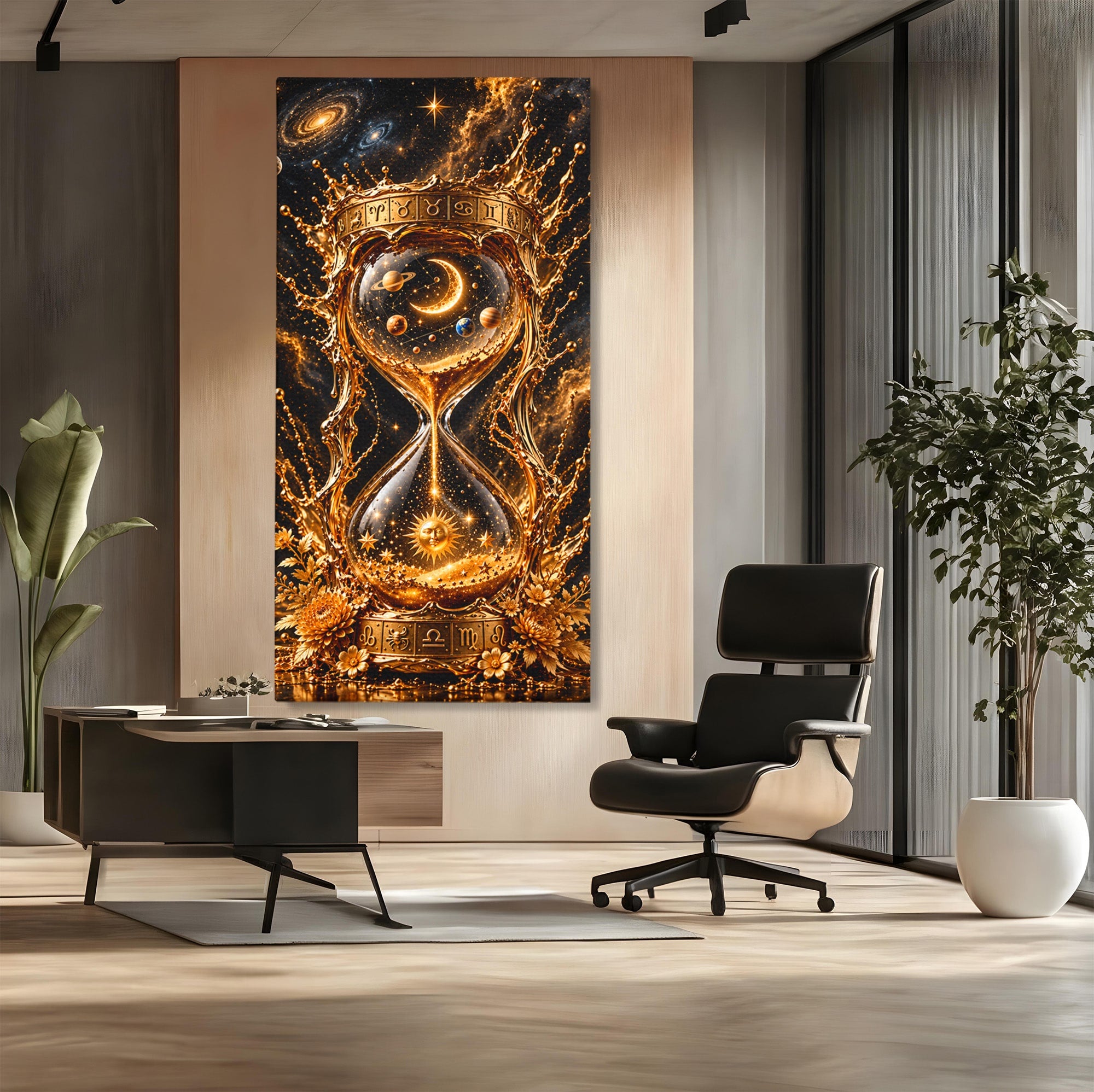 Tablou Canvas Premium LuxCanva® U1200, Clepsidra Cosmica, Univers, Timp, Cosmos, Clepsidra, Dormitor, Living, Culori Vibrante