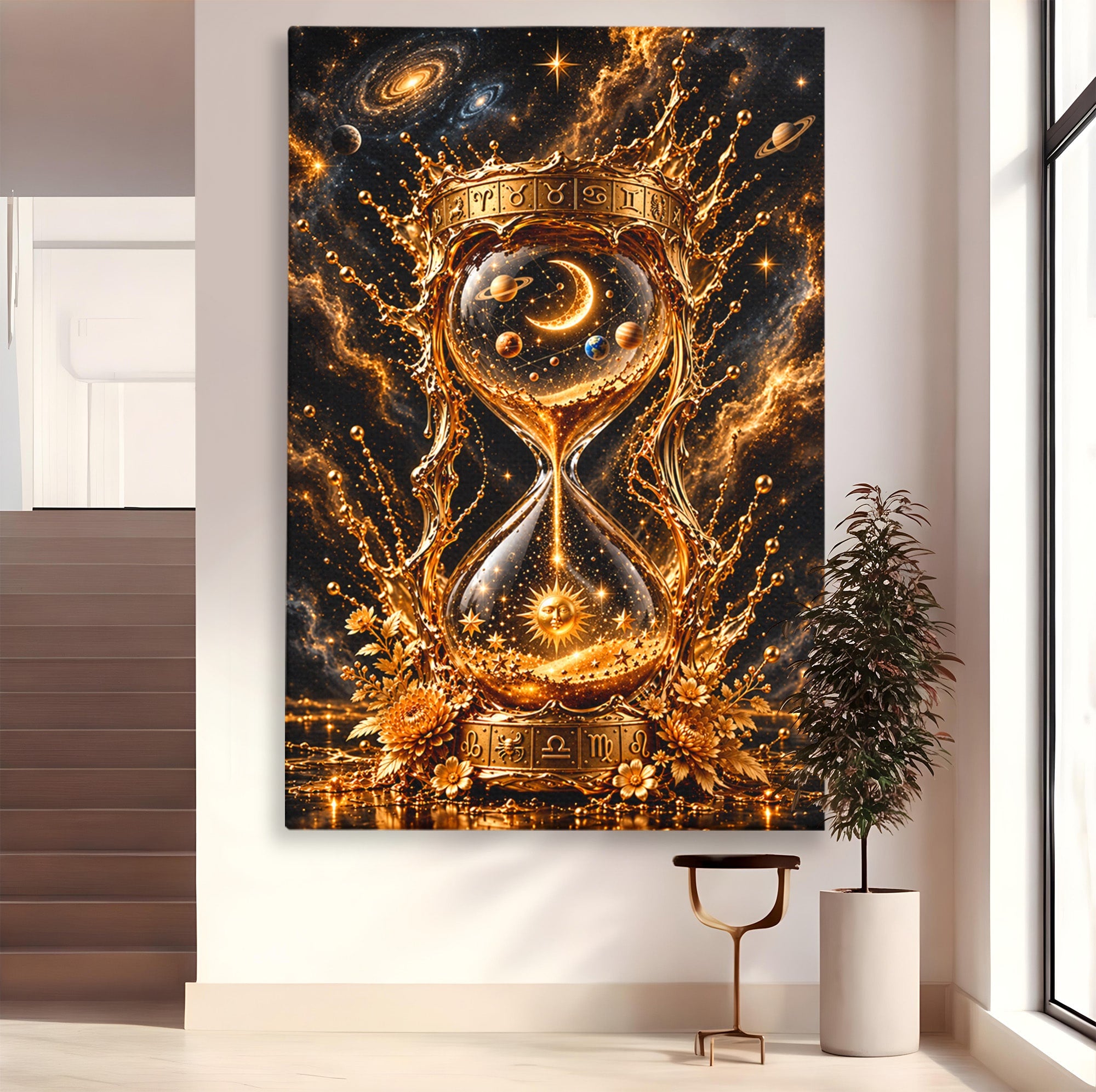 Tablou Canvas Premium LuxCanva® U1200, Clepsidra Cosmica, Univers, Timp, Cosmos, Clepsidra, Dormitor, Living, Culori Vibrante
