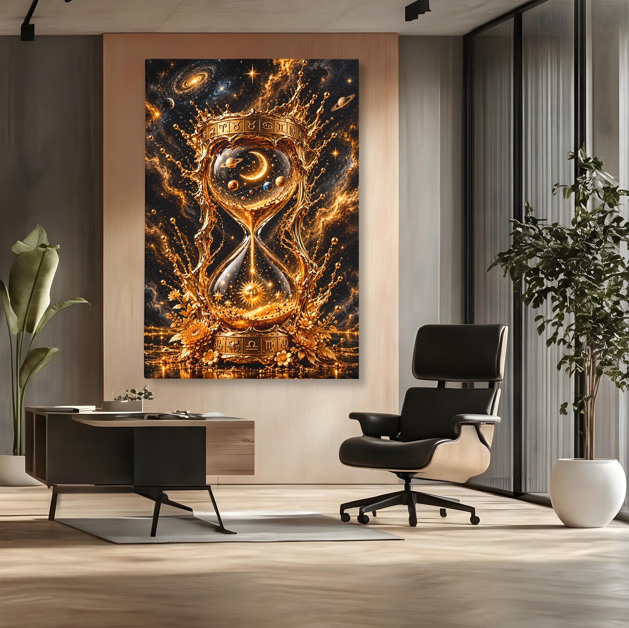 Tablou Canvas Premium LuxCanva® U1200, Clepsidra Cosmica, Univers, Timp, Cosmos, Clepsidra, Dormitor, Living, Culori Vibrante
