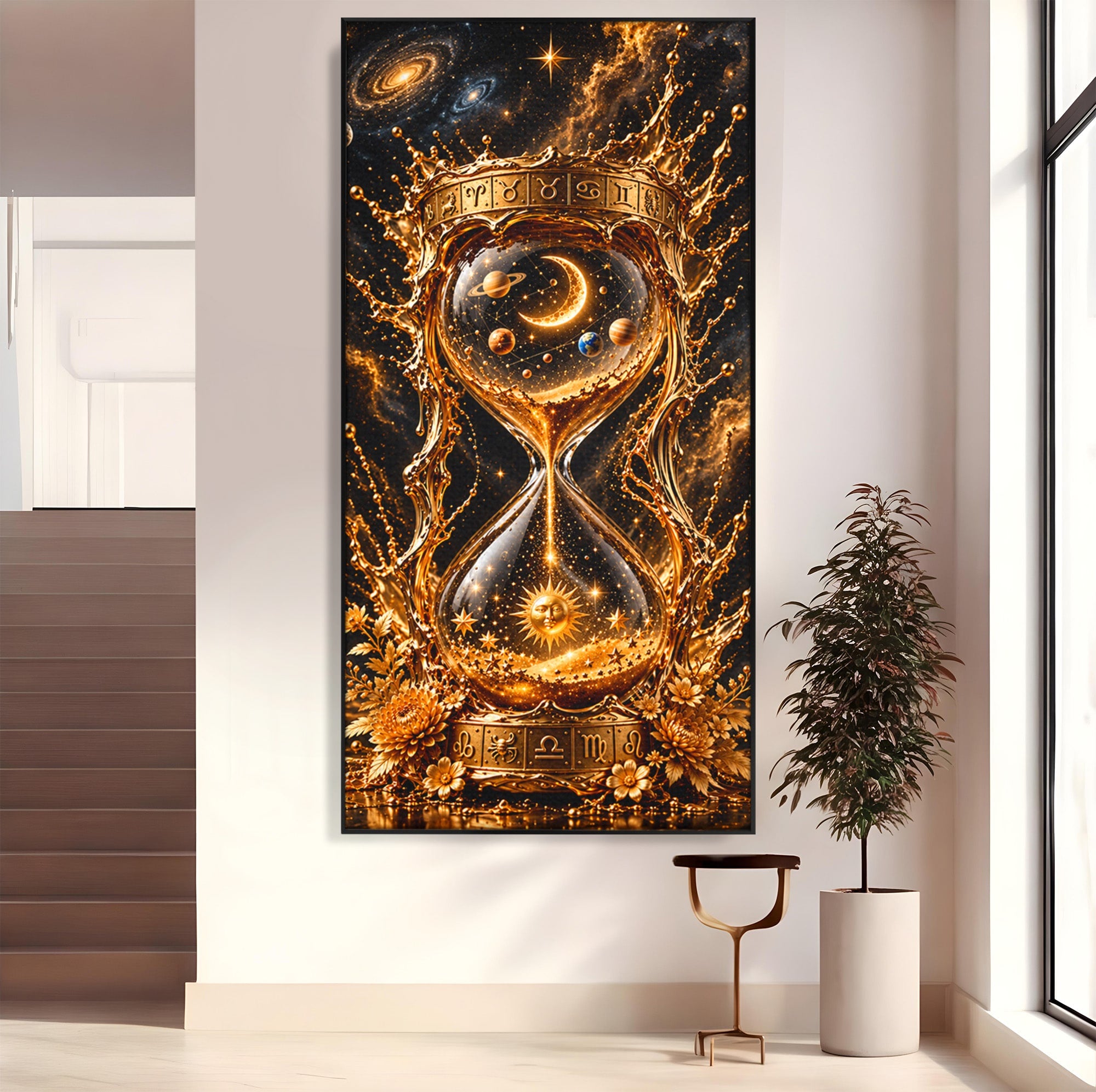 Tablou Canvas Premium LuxCanva® U1200, Clepsidra Cosmica, Univers, Timp, Cosmos, Clepsidra, Dormitor, Living, Culori Vibrante
