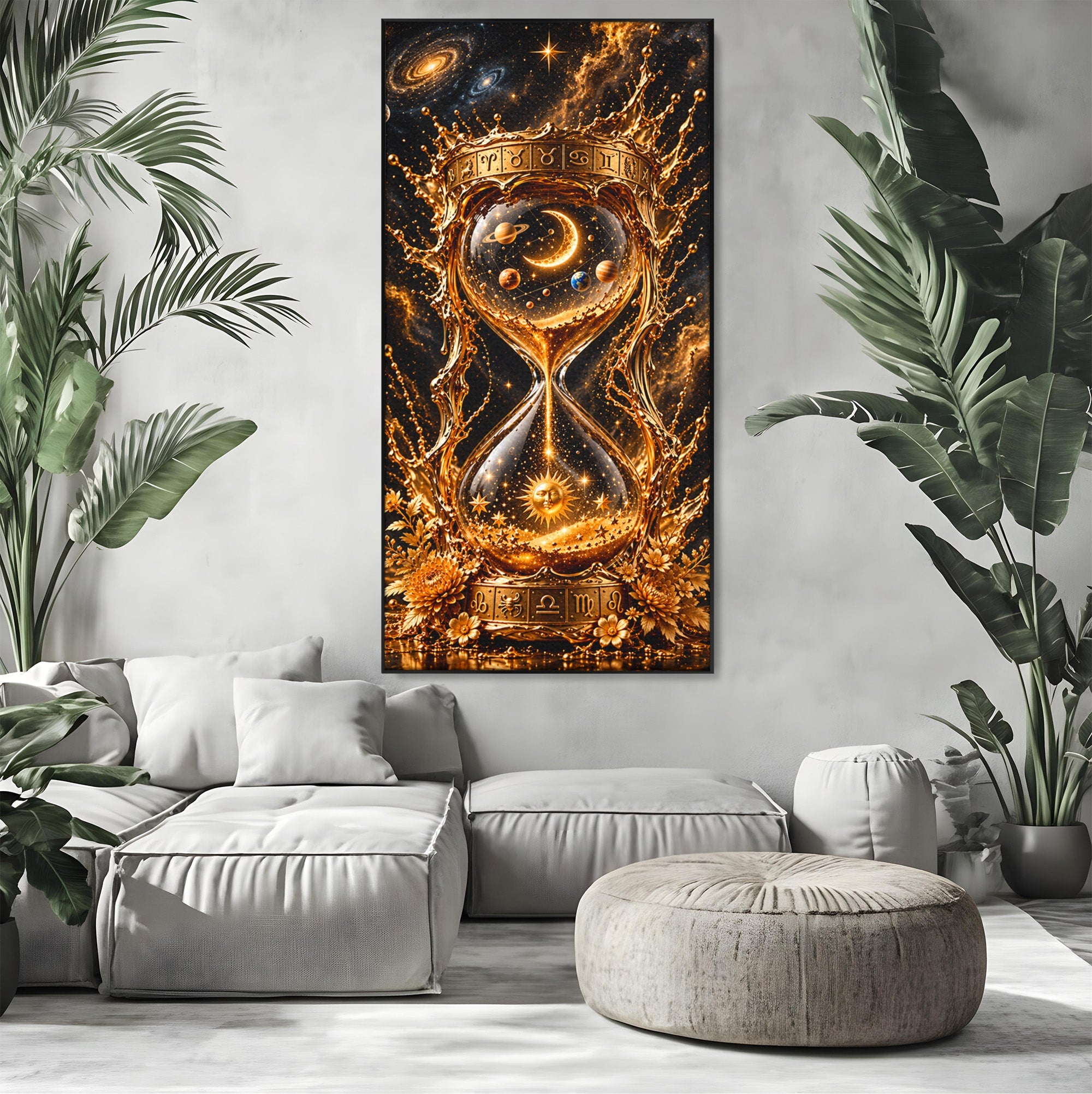 Tablou Canvas Premium LuxCanva® U1200, Clepsidra Cosmica, Univers, Timp, Cosmos, Clepsidra, Dormitor, Living, Culori Vibrante