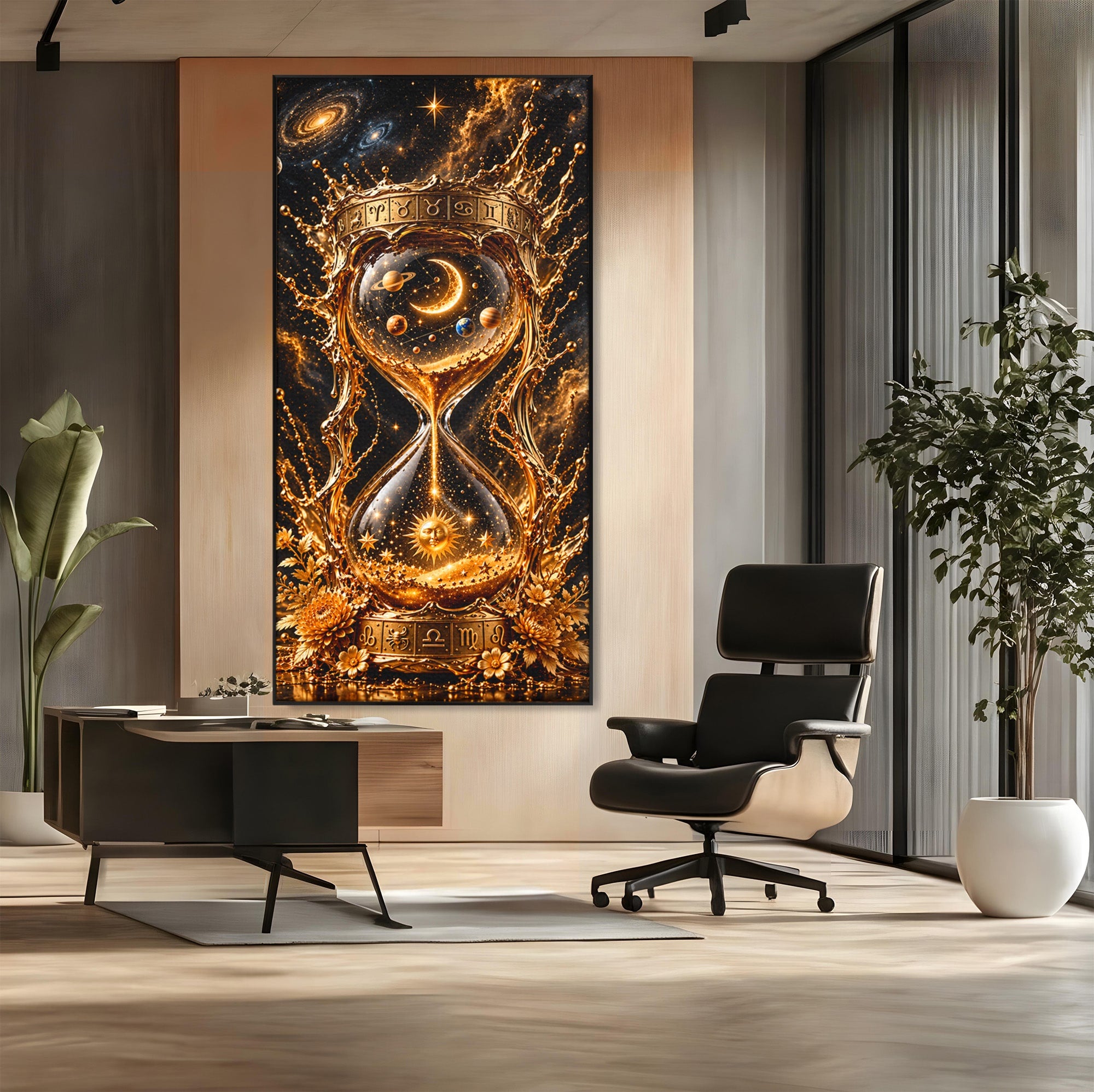 Tablou Canvas Premium LuxCanva® U1200, Clepsidra Cosmica, Univers, Timp, Cosmos, Clepsidra, Dormitor, Living, Culori Vibrante