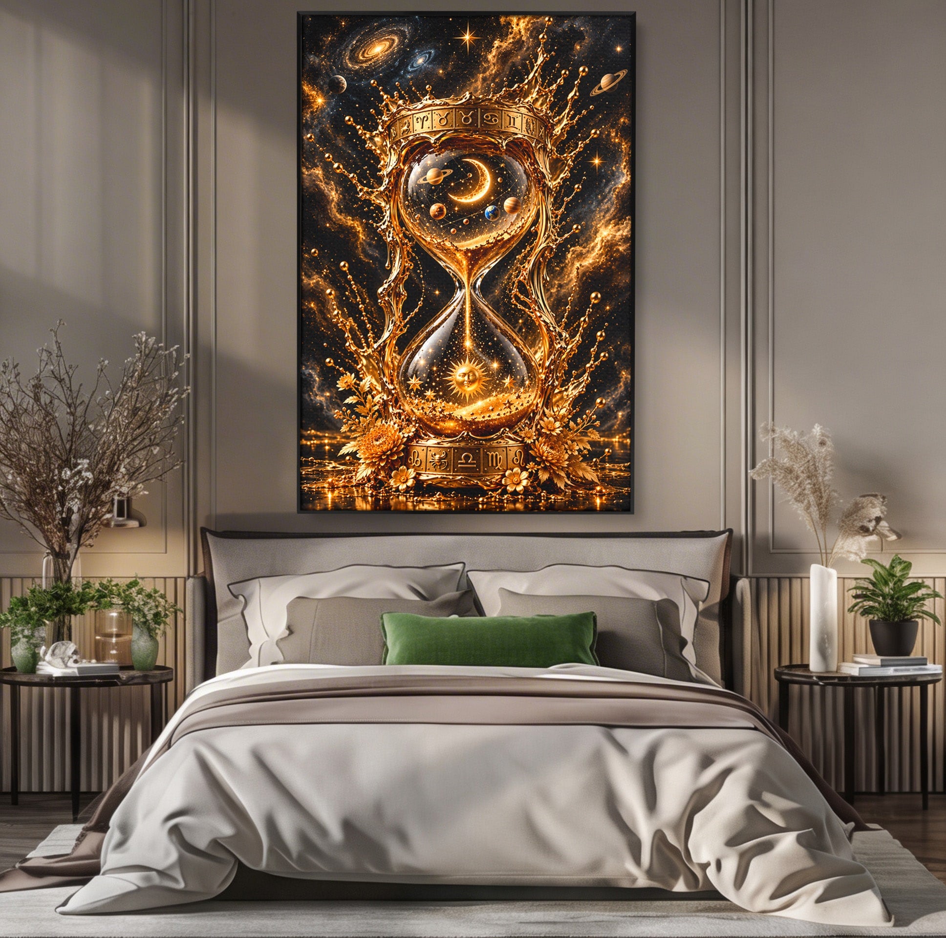 Tablou Canvas Premium LuxCanva® U1200, Clepsidra Cosmica, Univers, Timp, Cosmos, Clepsidra, Dormitor, Living, Culori Vibrante