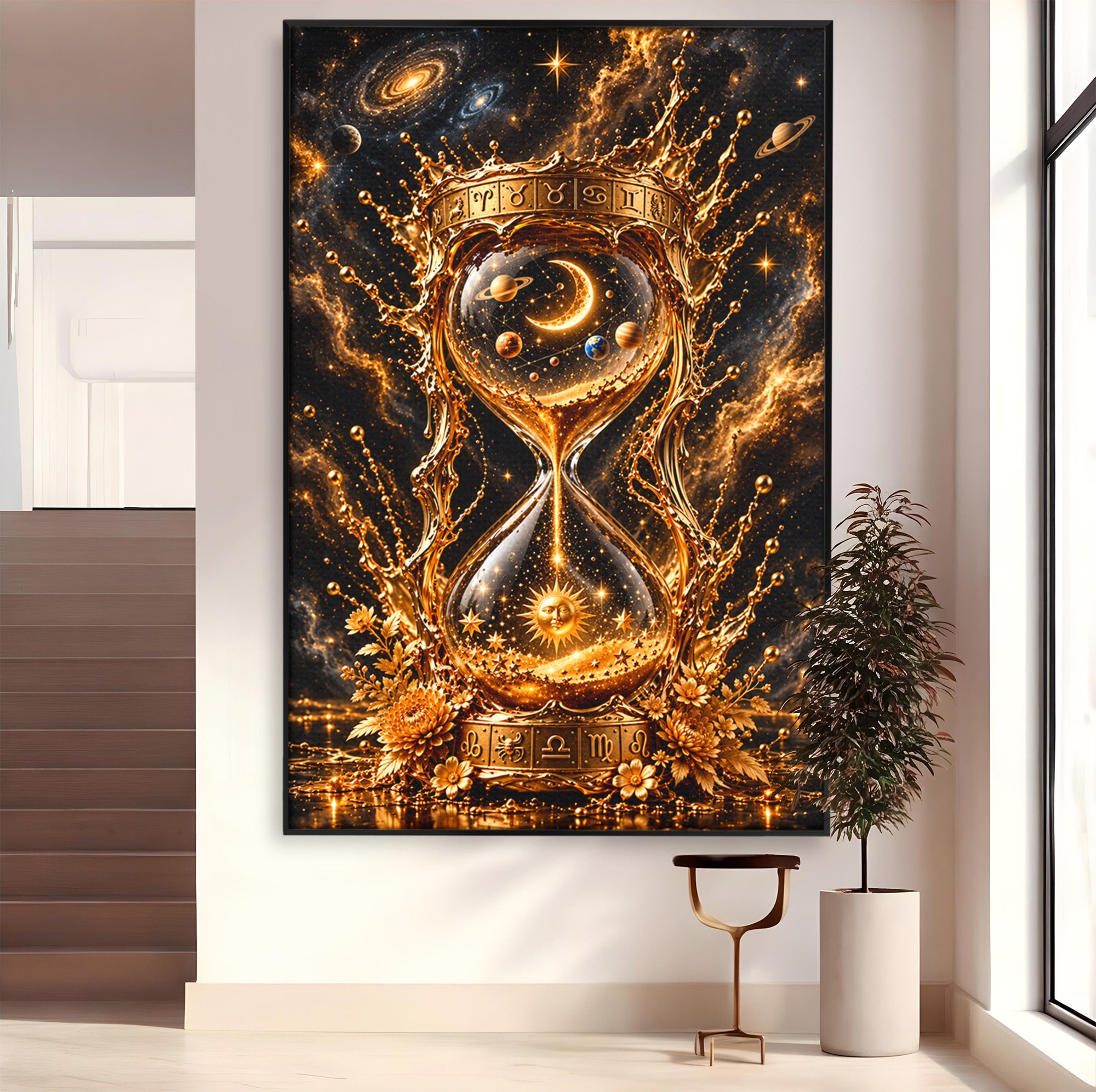 Tablou Canvas Premium LuxCanva® U1200, Clepsidra Cosmica, Univers, Timp, Cosmos, Clepsidra, Dormitor, Living, Culori Vibrante