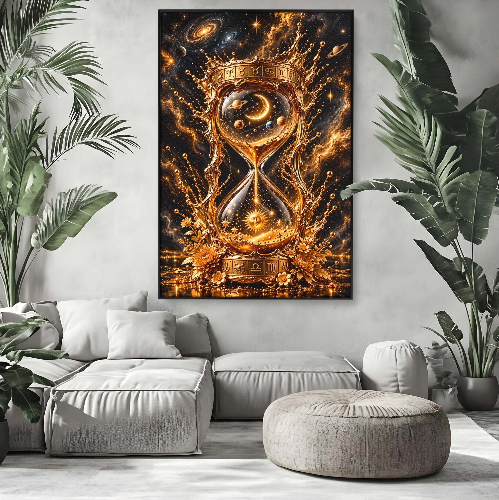 Tablou Canvas Premium LuxCanva® U1200, Clepsidra Cosmica, Univers, Timp, Cosmos, Clepsidra, Dormitor, Living, Culori Vibrante