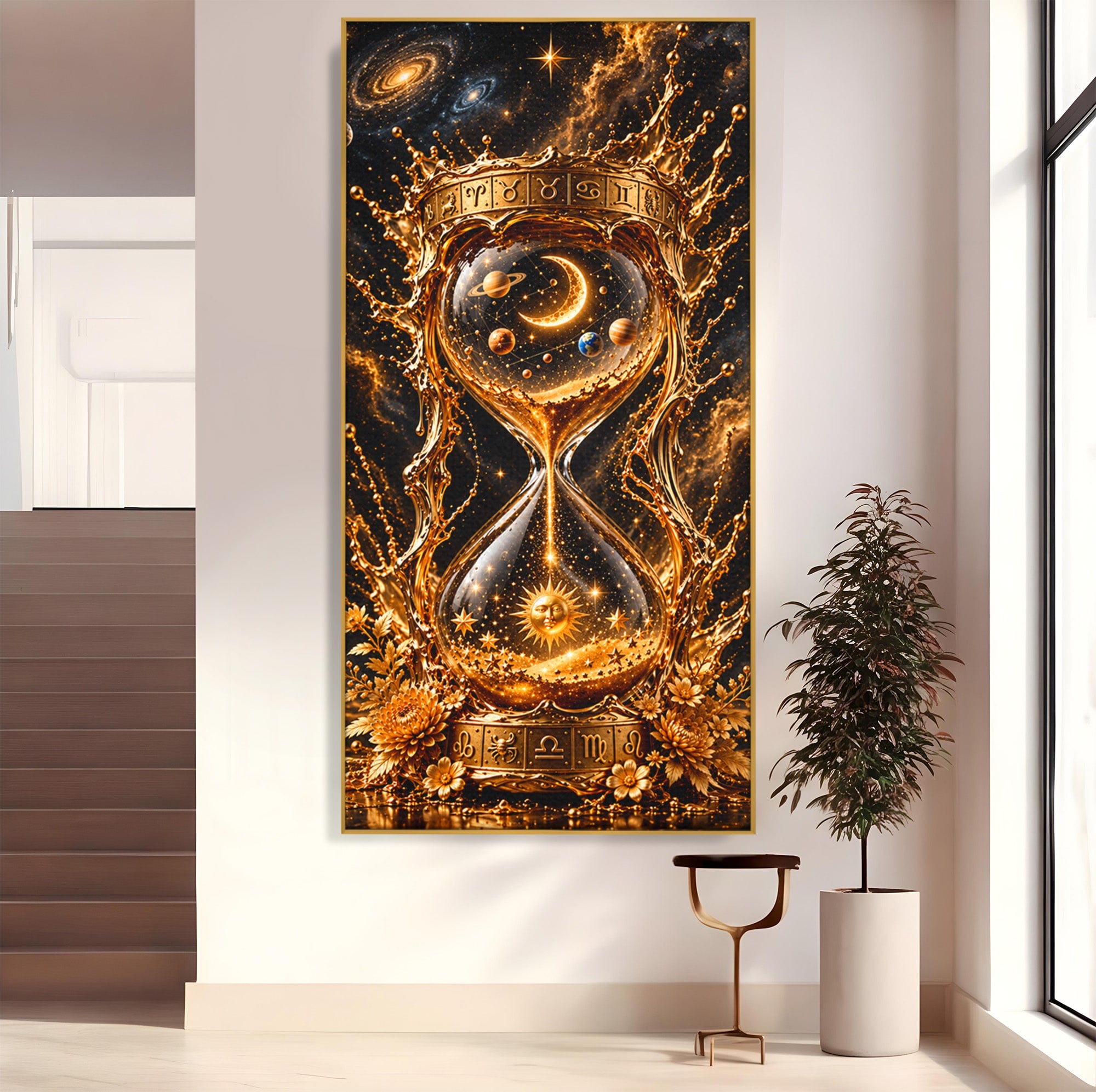 Tablou Canvas Premium LuxCanva® U1200, Clepsidra Cosmica, Univers, Timp, Cosmos, Clepsidra, Dormitor, Living, Culori Vibrante
