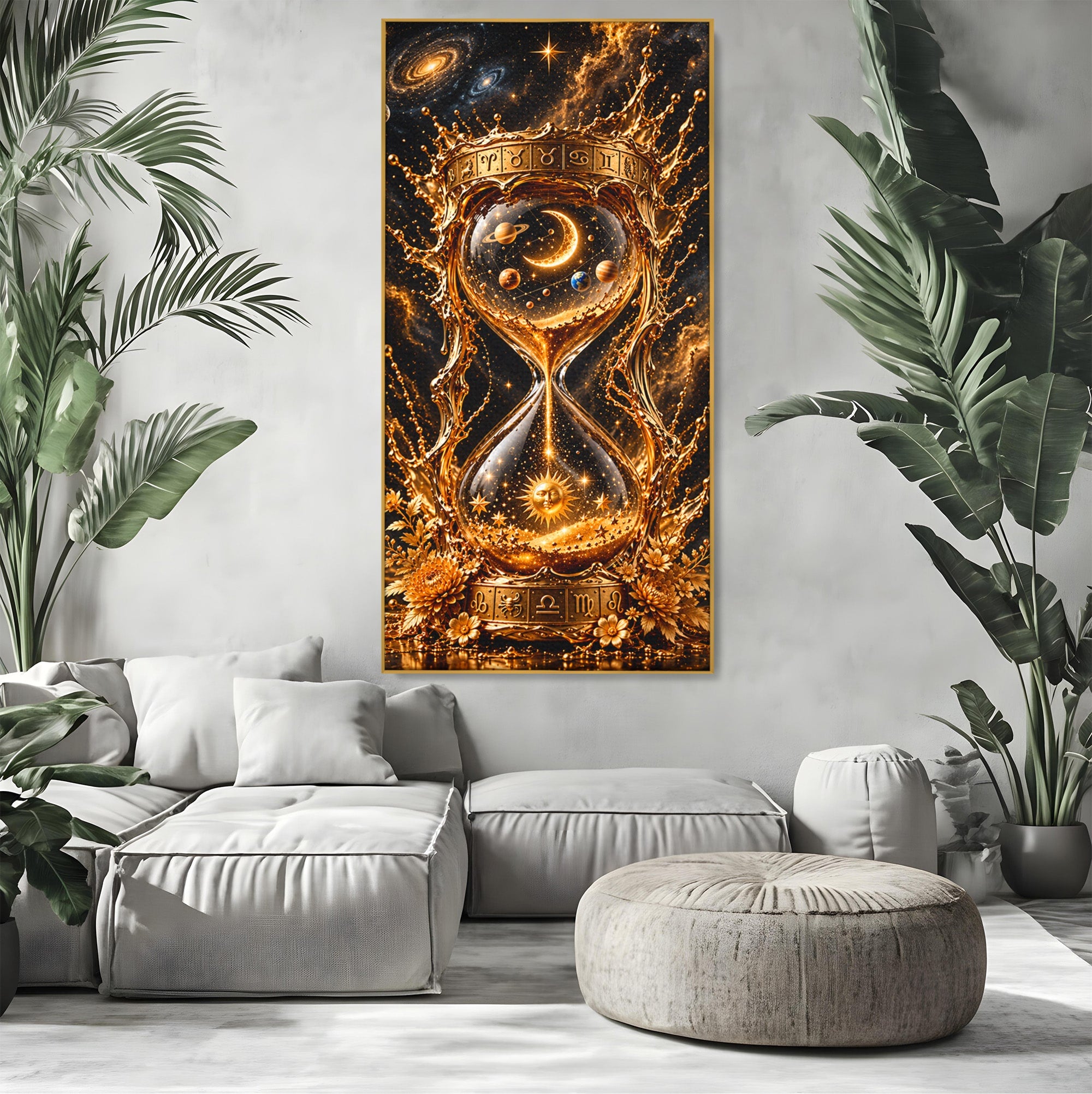 Tablou Canvas Premium LuxCanva® U1200, Clepsidra Cosmica, Univers, Timp, Cosmos, Clepsidra, Dormitor, Living, Culori Vibrante