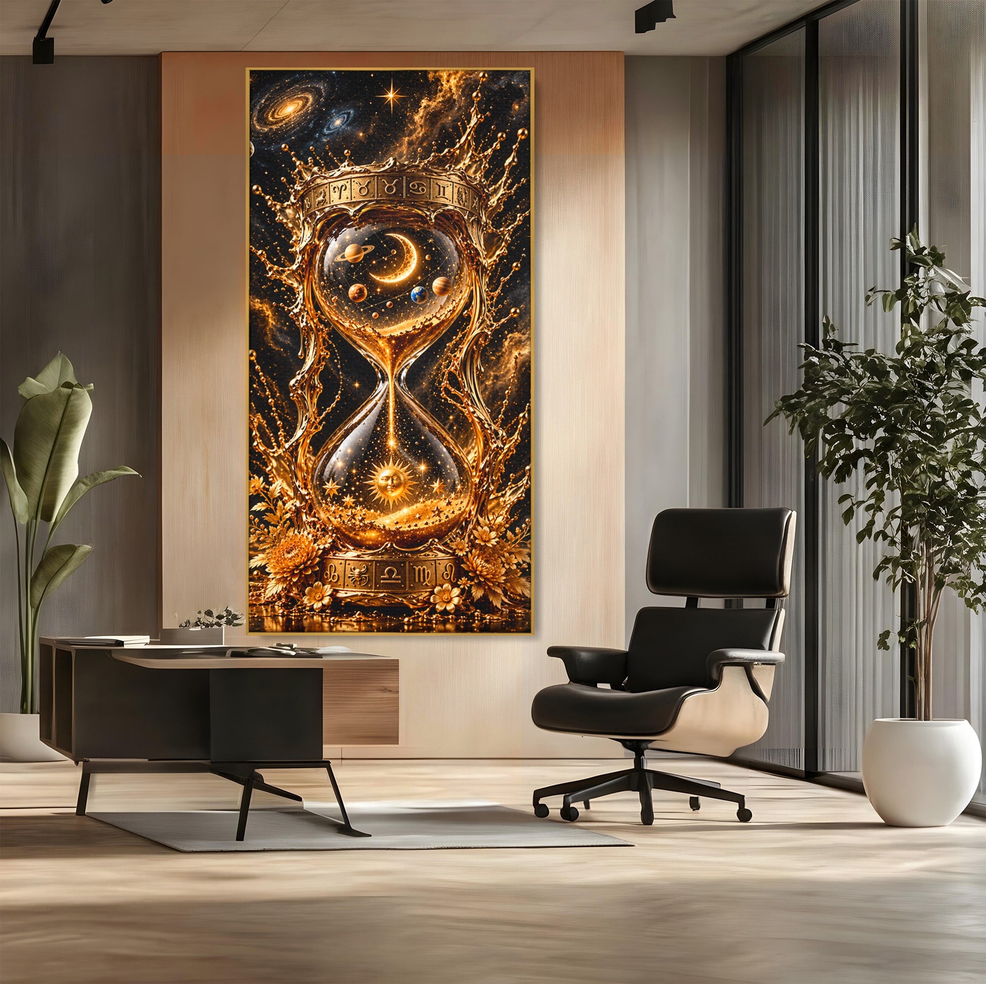 Tablou Canvas Premium LuxCanva® U1200, Clepsidra Cosmica, Univers, Timp, Cosmos, Clepsidra, Dormitor, Living, Culori Vibrante