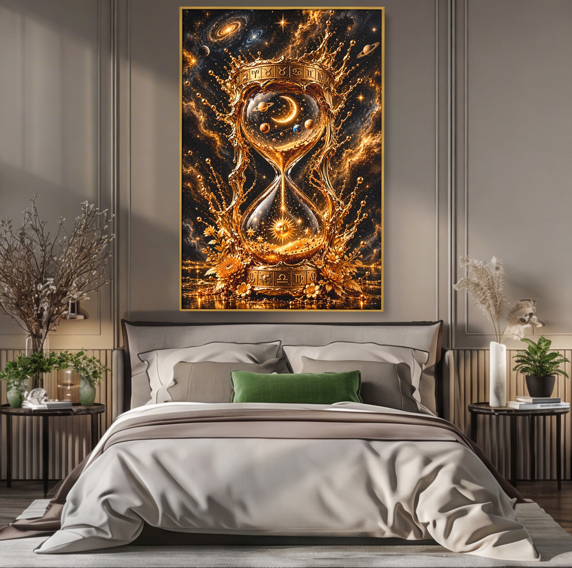 Tablou Canvas Premium LuxCanva® U1200, Clepsidra Cosmica, Univers, Timp, Cosmos, Clepsidra, Dormitor, Living, Culori Vibrante