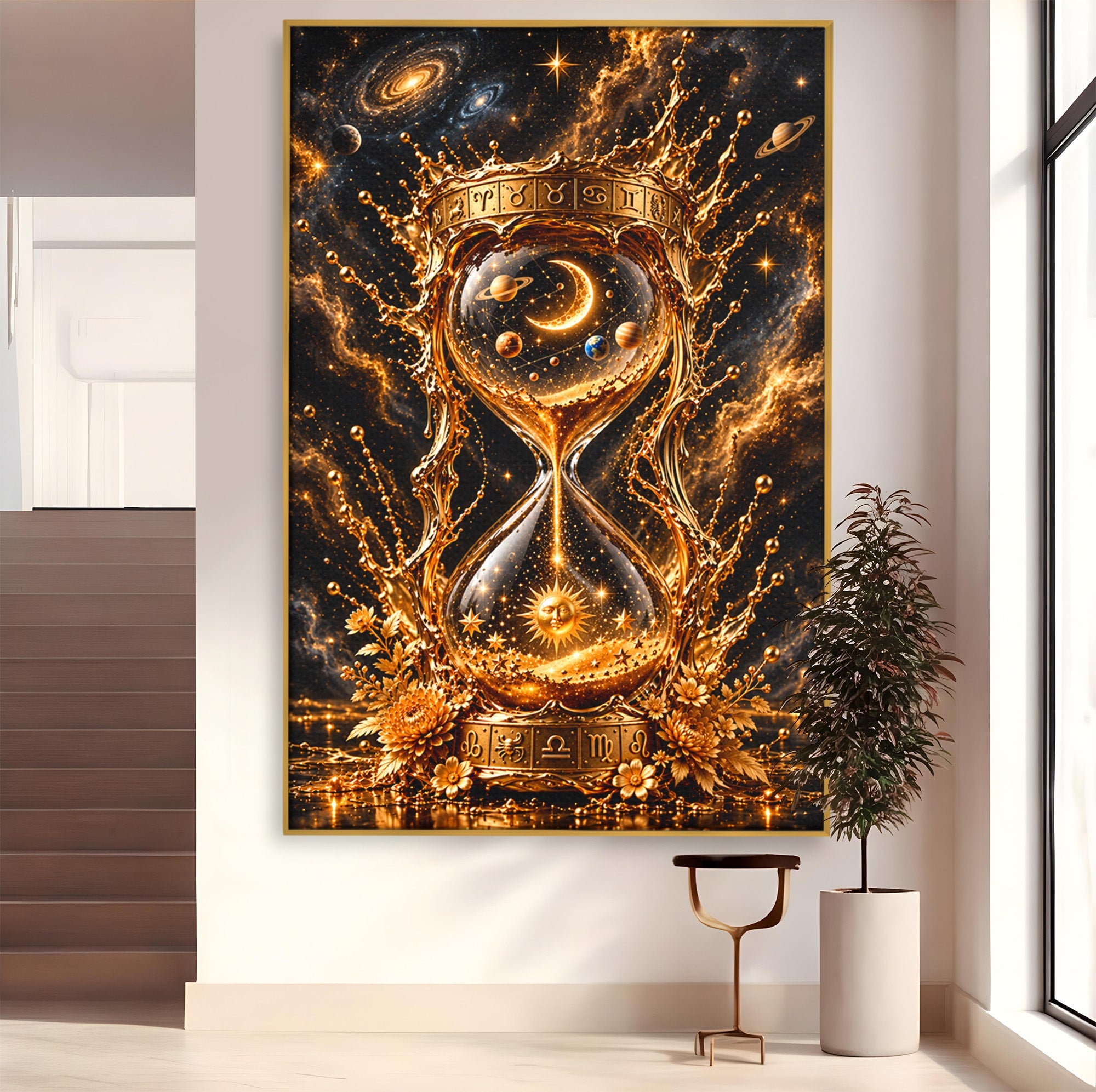 Tablou Canvas Premium LuxCanva® U1200, Clepsidra Cosmica, Univers, Timp, Cosmos, Clepsidra, Dormitor, Living, Culori Vibrante