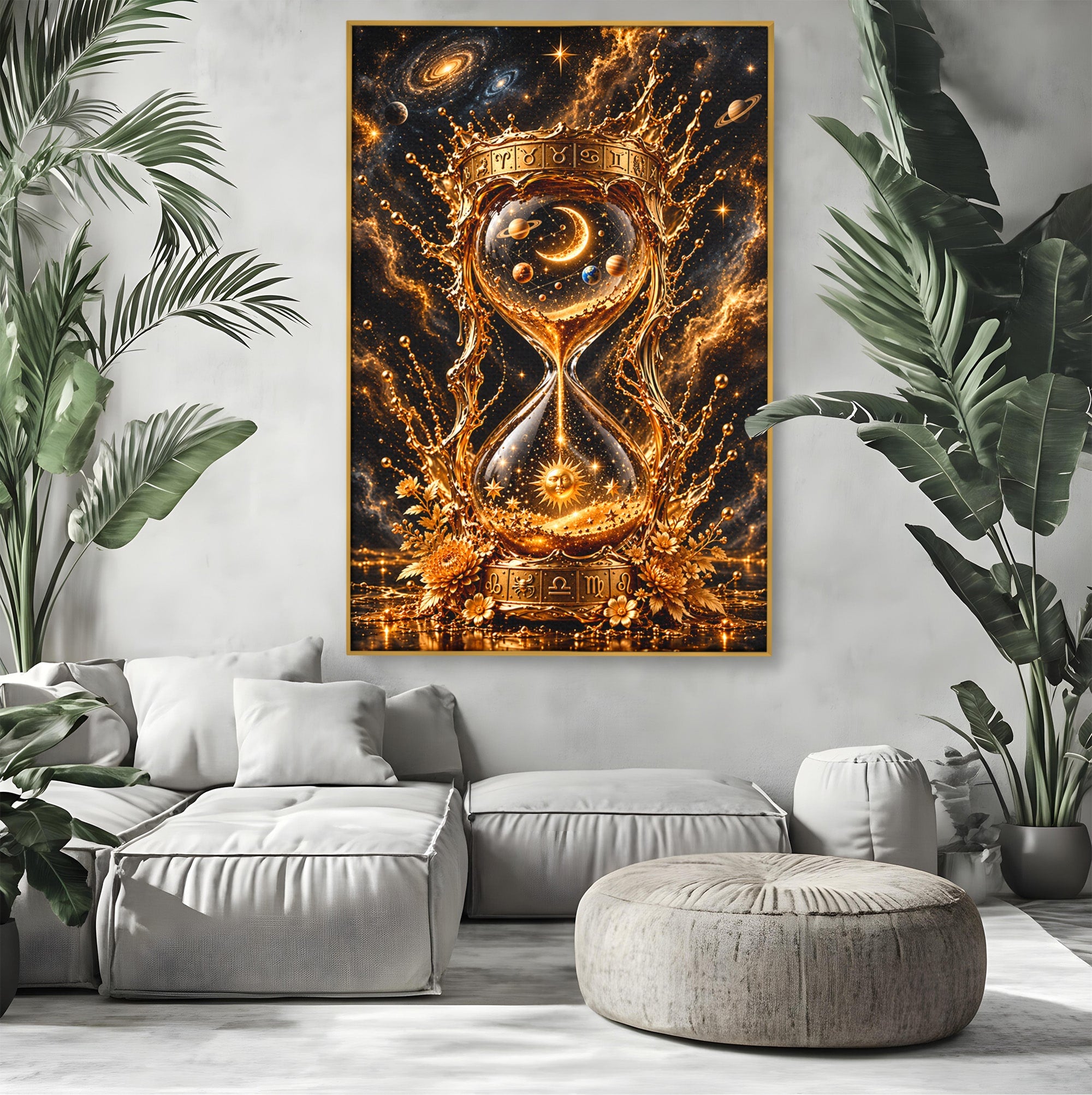 Tablou Canvas Premium LuxCanva® U1200, Clepsidra Cosmica, Univers, Timp, Cosmos, Clepsidra, Dormitor, Living, Culori Vibrante