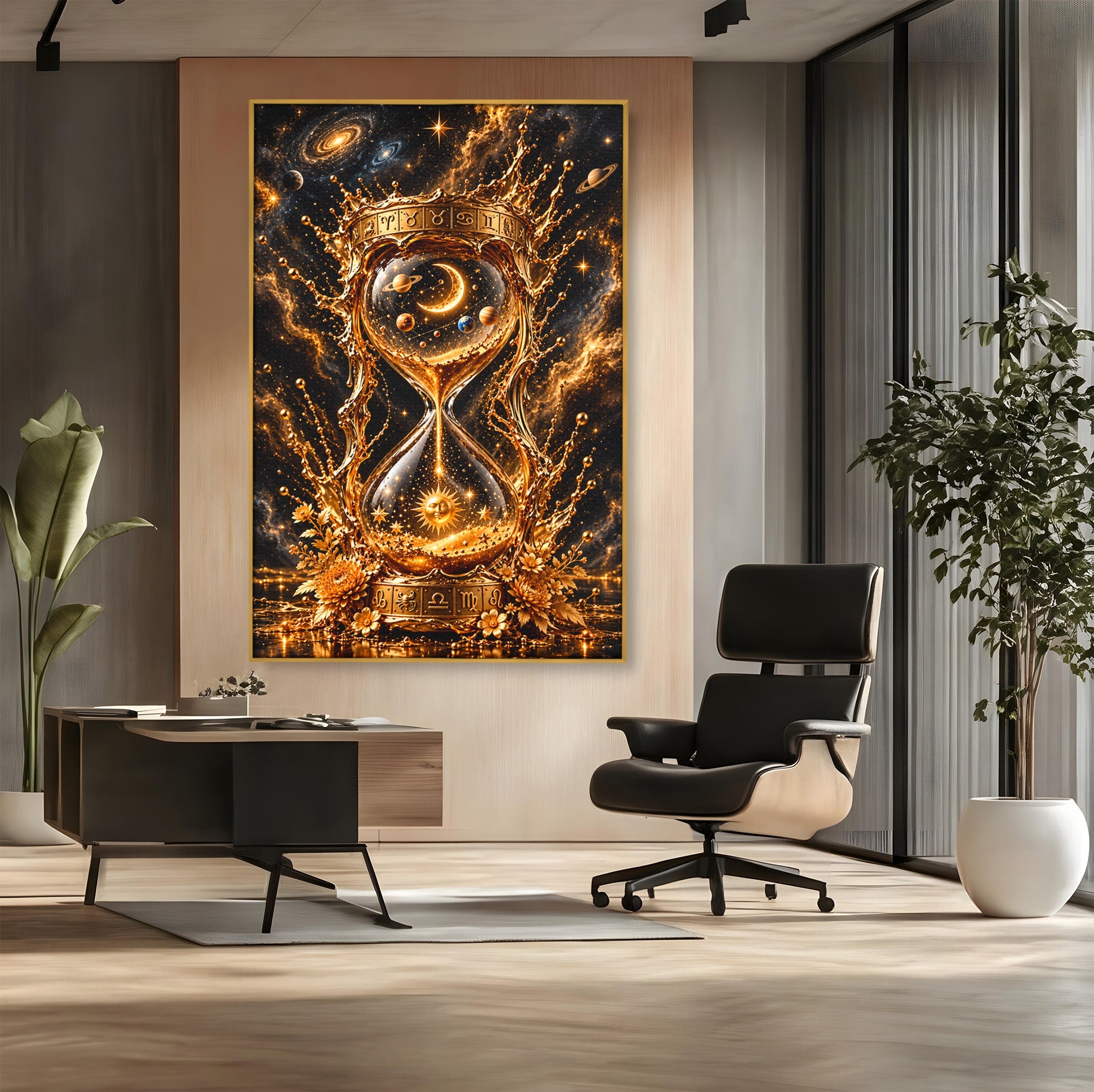 Tablou Canvas Premium LuxCanva® U1200, Clepsidra Cosmica, Univers, Timp, Cosmos, Clepsidra, Dormitor, Living, Culori Vibrante